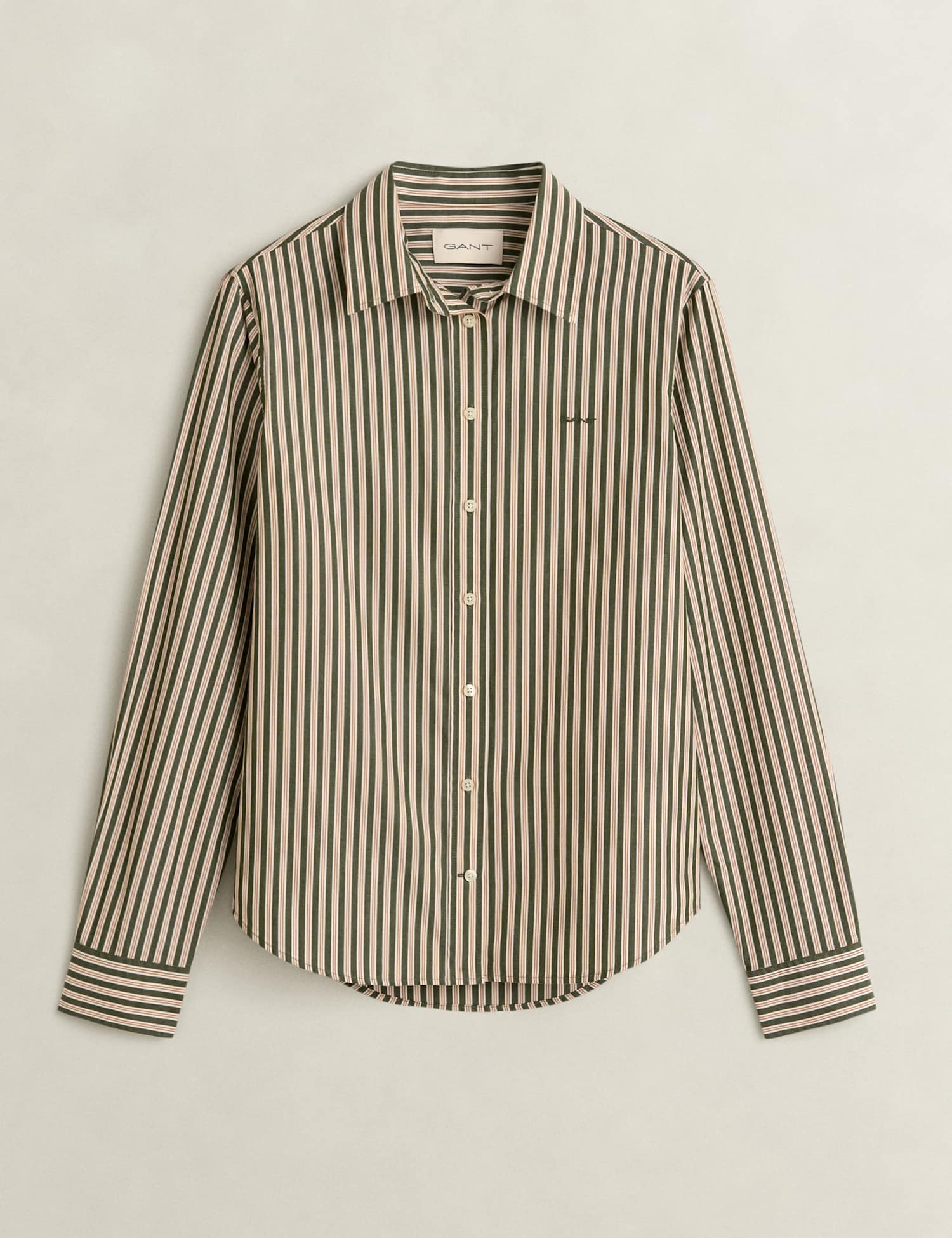 GANT Pure Cotton Striped Shirt Green Mix