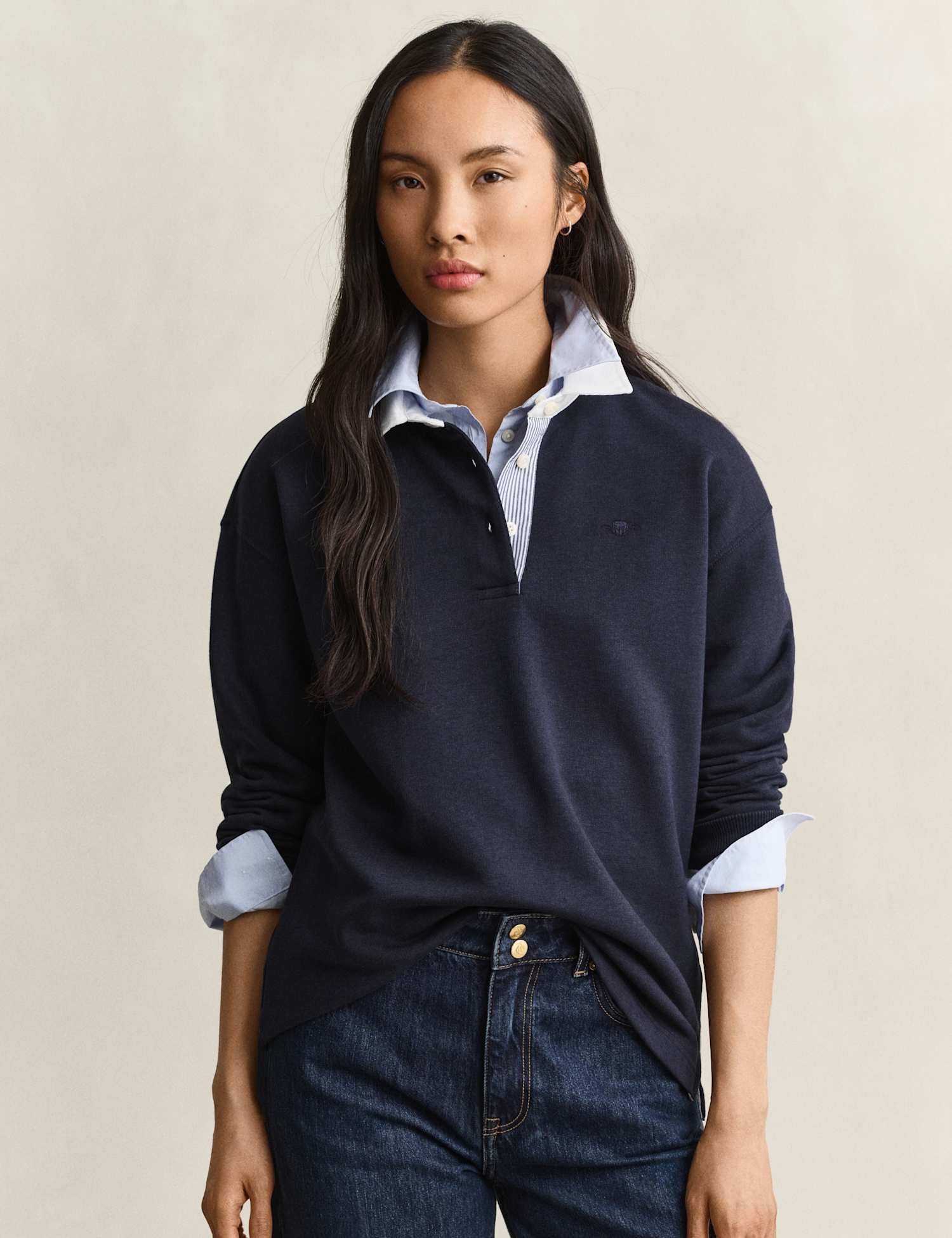 GANT Cotton Rich Polo Shirt Navy