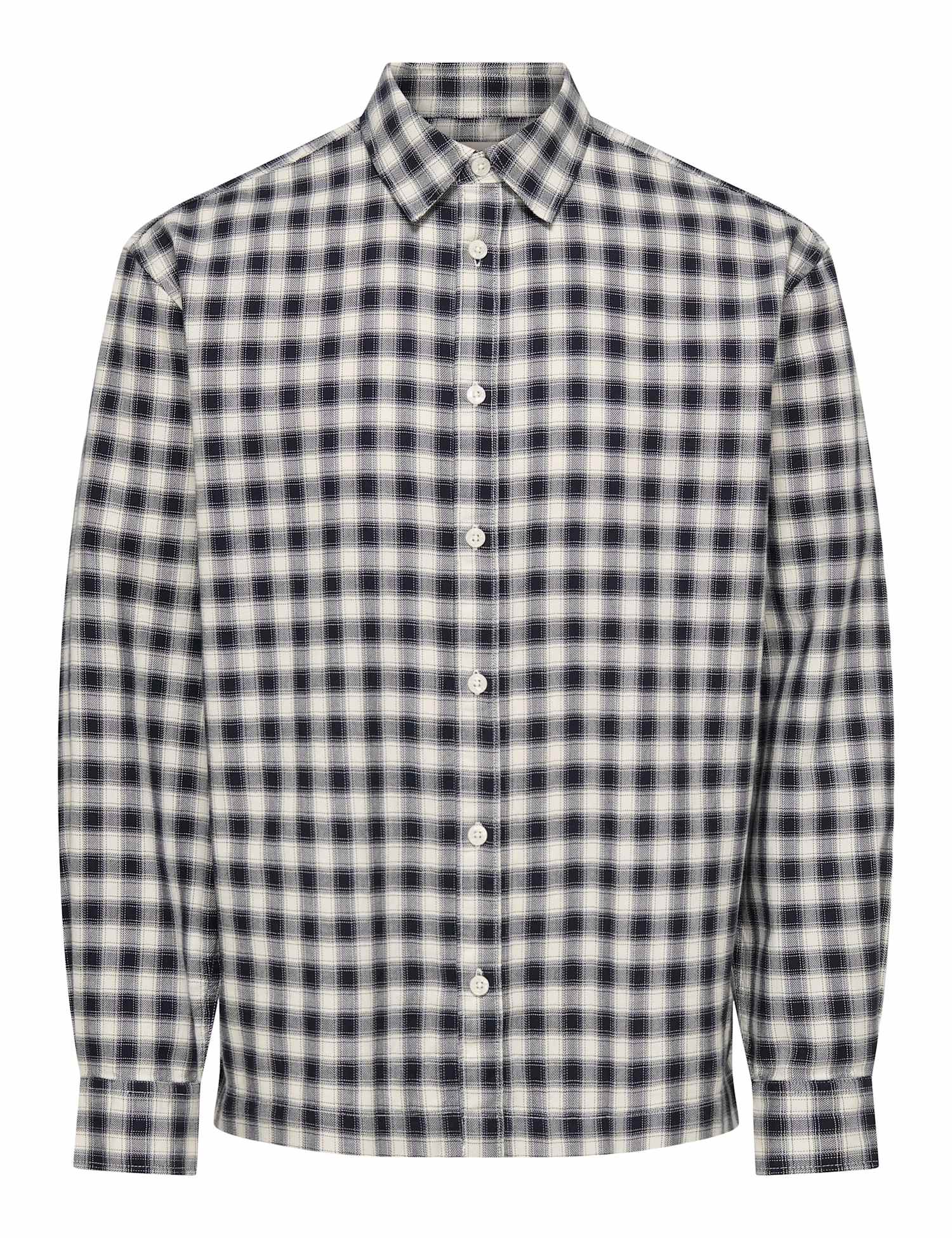 ONLY & SONS Regular Fit Brushed Cotton Checked Shirt Dark Navy Mix
