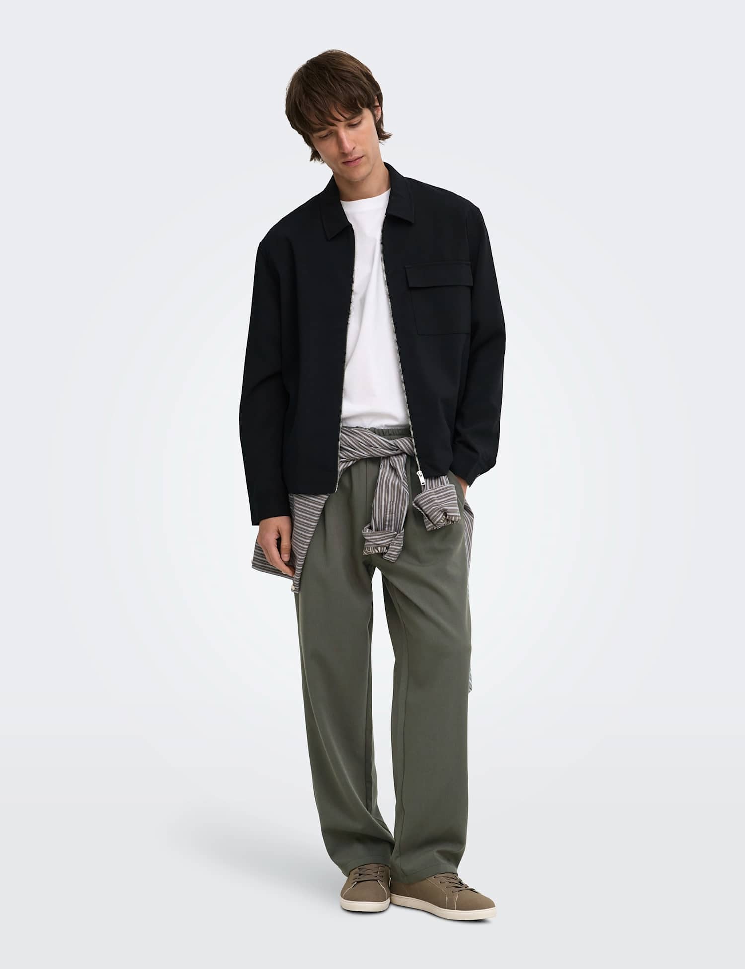 ONLY & SONS Loose Fit Elasticated Waist Drawstring Trousers Brown