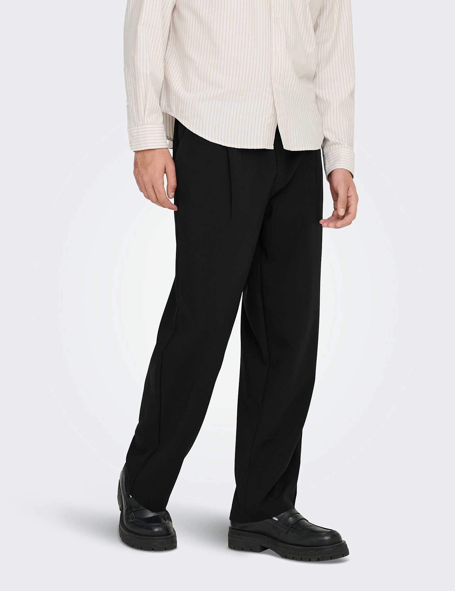 ONLY & SONS Loose Fit Elasticated Waist Drawstring Trousers Black