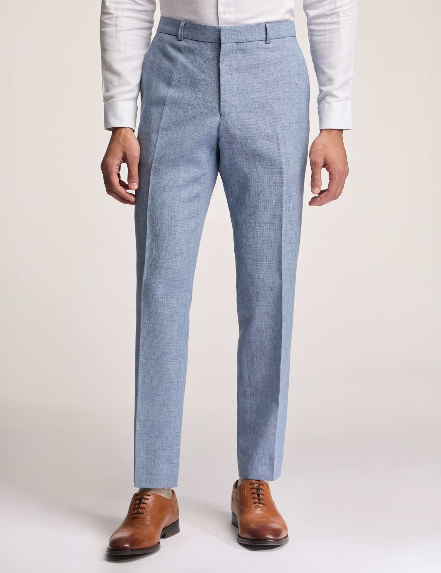 Ted Baker Slim Fit Linen Rich Flat Front Trousers Air Force Blue