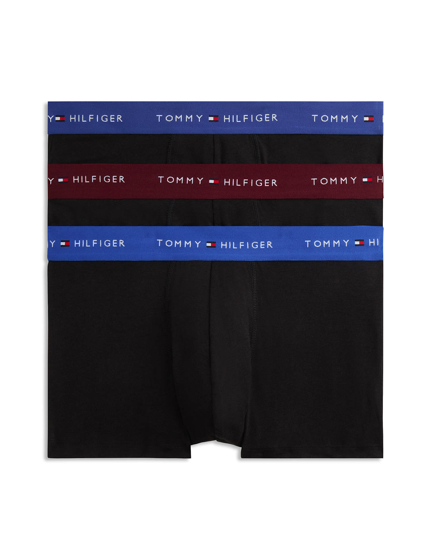 Tommy Hilfiger 3 Pack Signature Cotton Rich Trunks Blue Mix