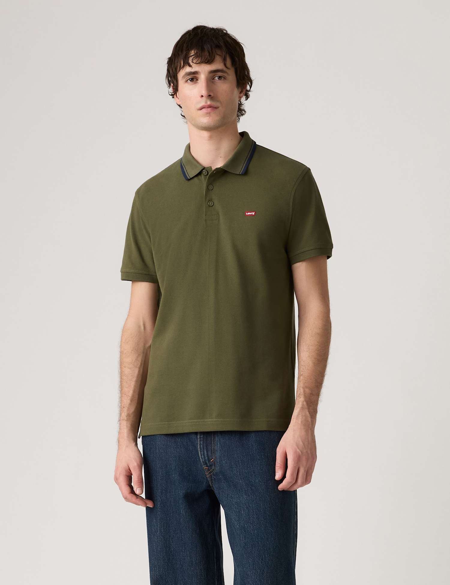 Levi's Pure Cotton Tipped Polo Shirt Olive