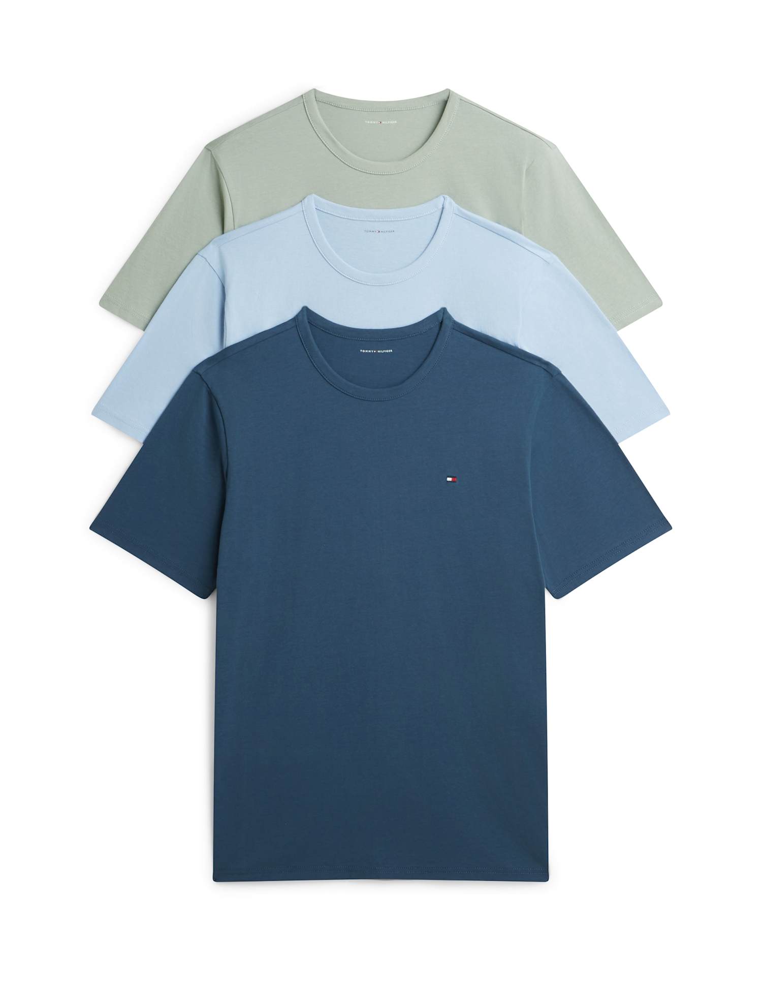 Tommy Hilfiger 3 Pack Signature Pure Cotton T-Shirts Grey Mix