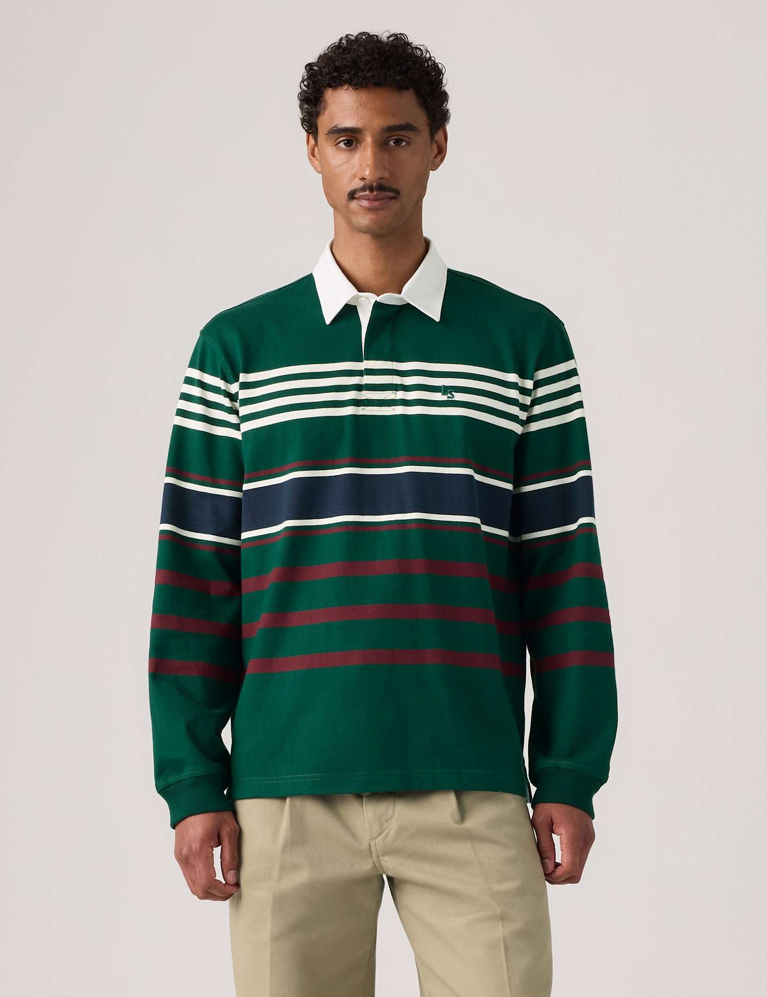 Levi's Pure Cotton Rugby Shirt Green Mix