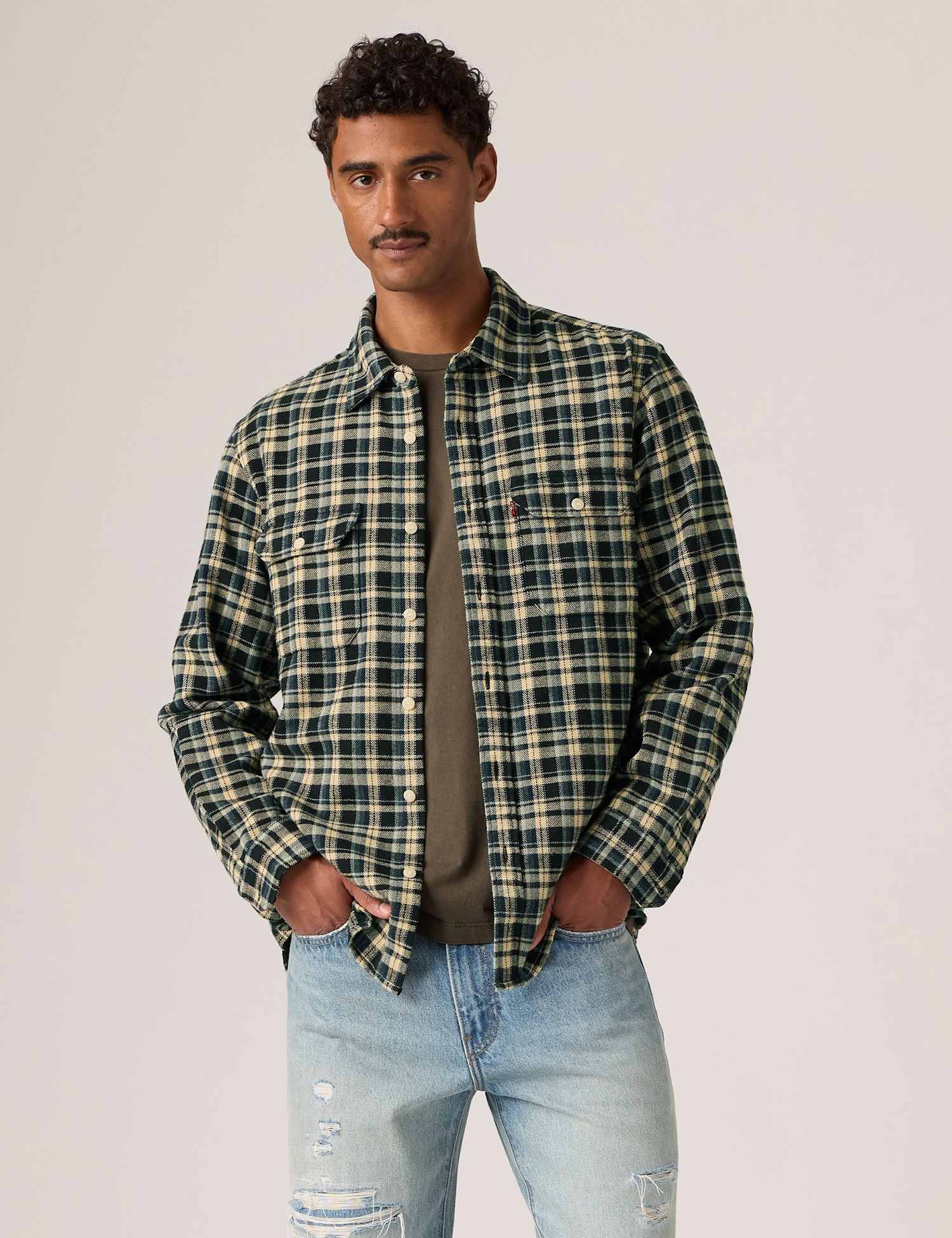 Levi's Jackson Pure Cotton Worker Shirt Blue Mix