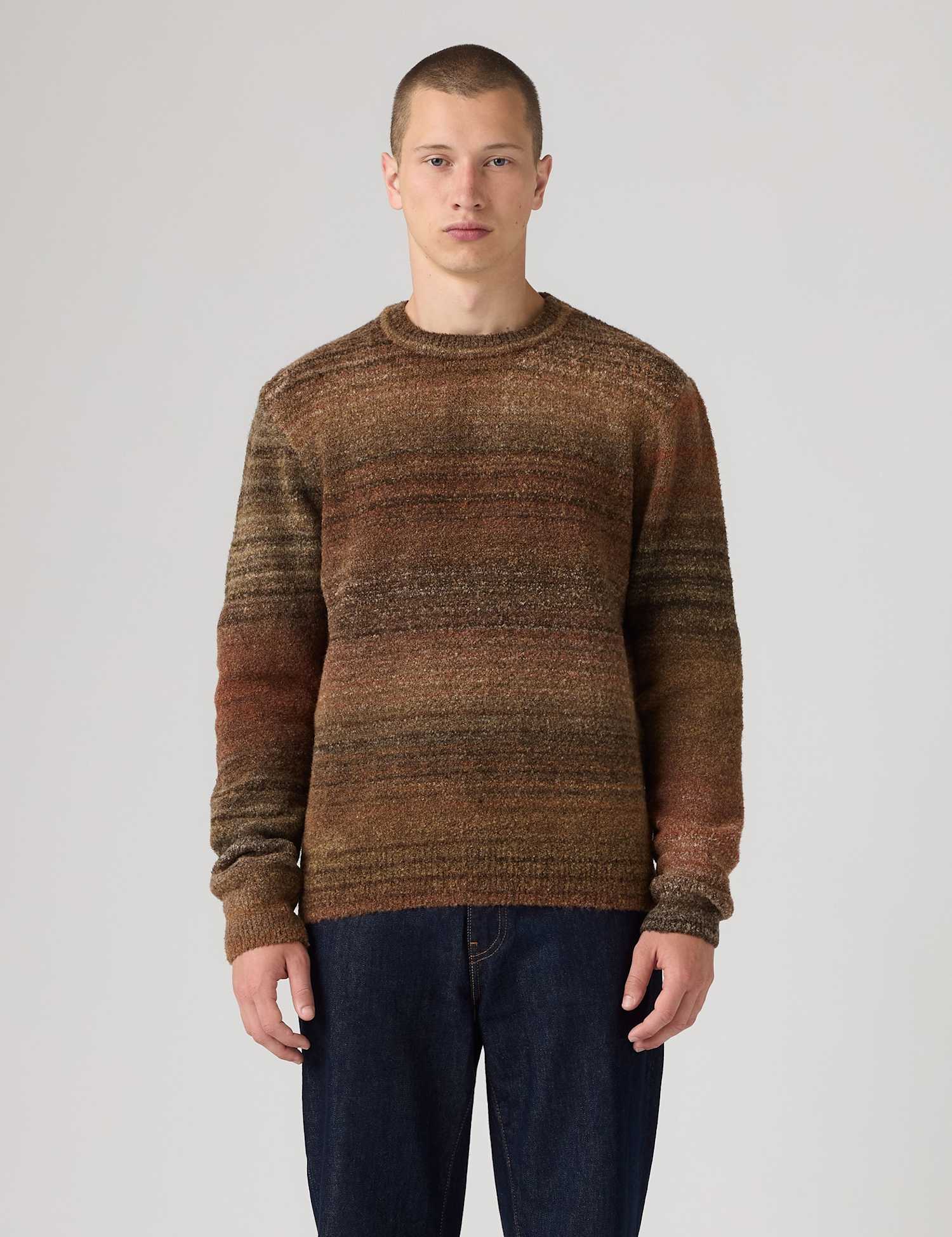 Levi's Regular Fit Striped Crew Neck Jumper Brown Mix