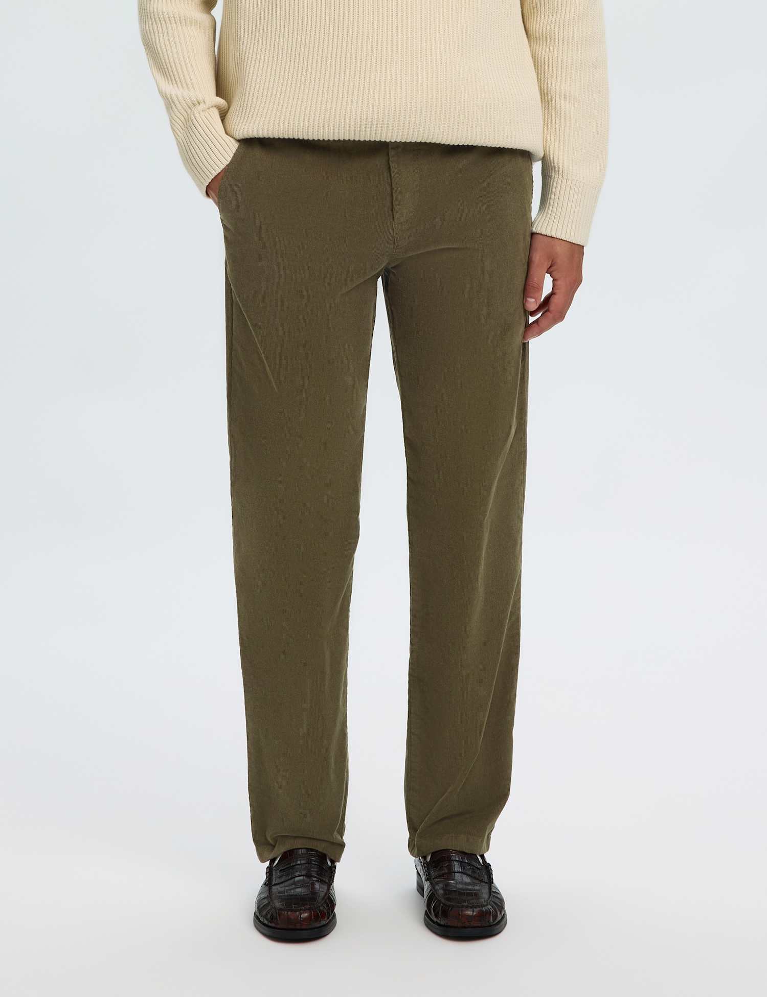 Selected Straight Fit Corduroy Chinos Green