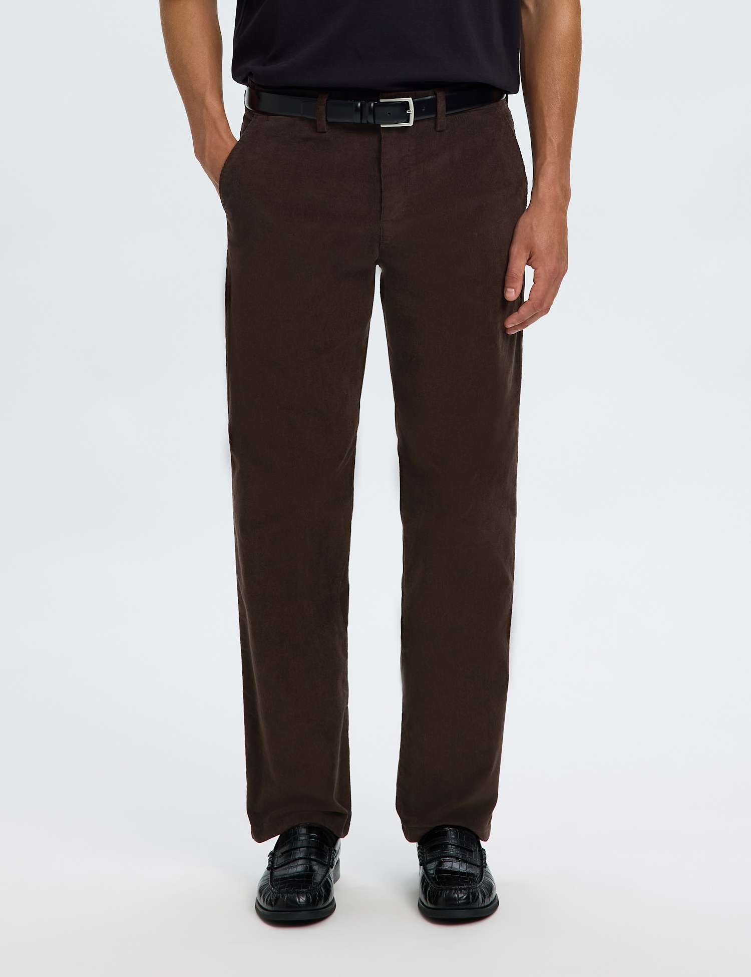 Selected Straight Fit Corduroy Chinos Brown