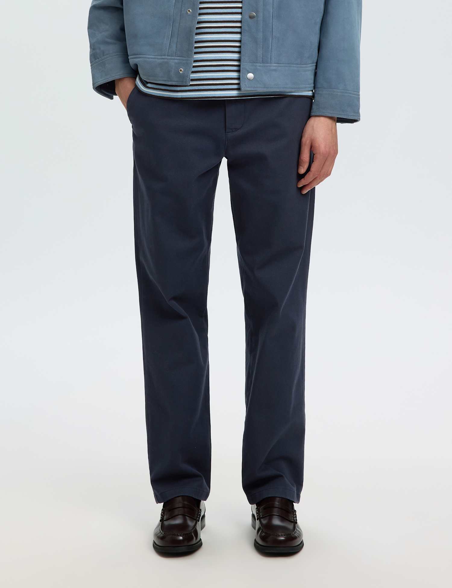 Selected Straight Fit Cotton Rich Twill Chinos Dark Navy