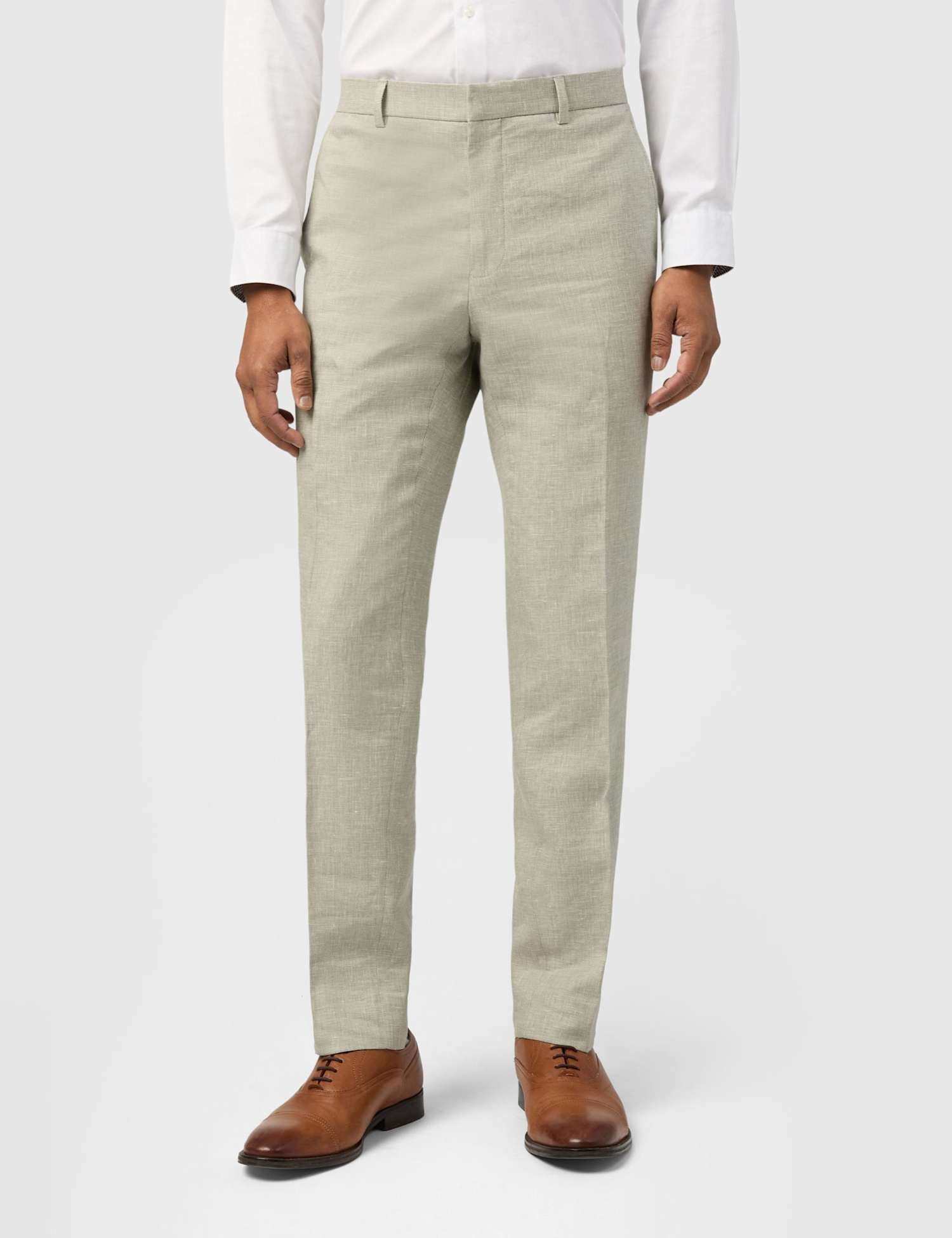 Ted Baker Slim Fit Linen Rich Suit Trousers Khaki