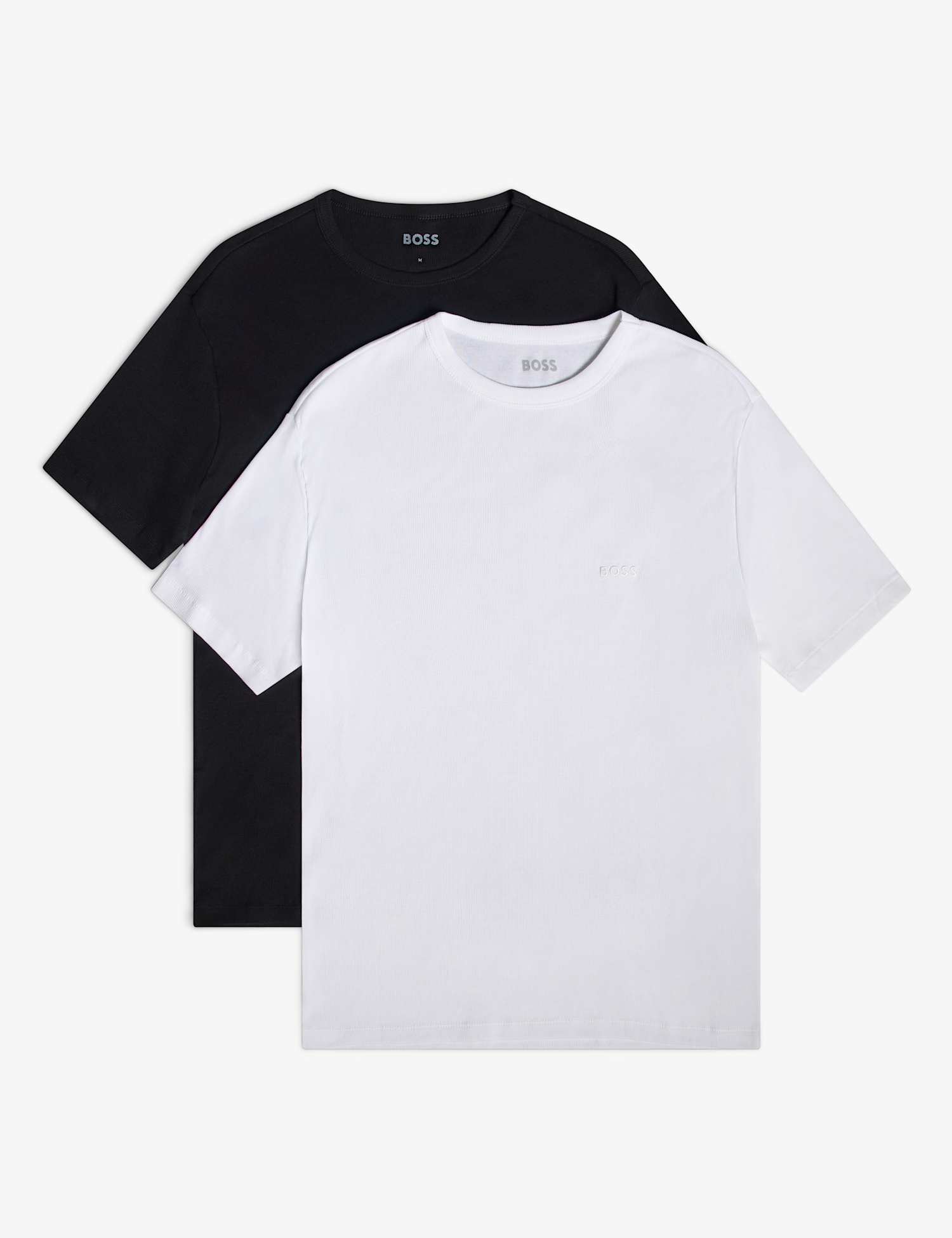 Boss 2 Pack Pure Cotton Textured T-Shirts White Mix