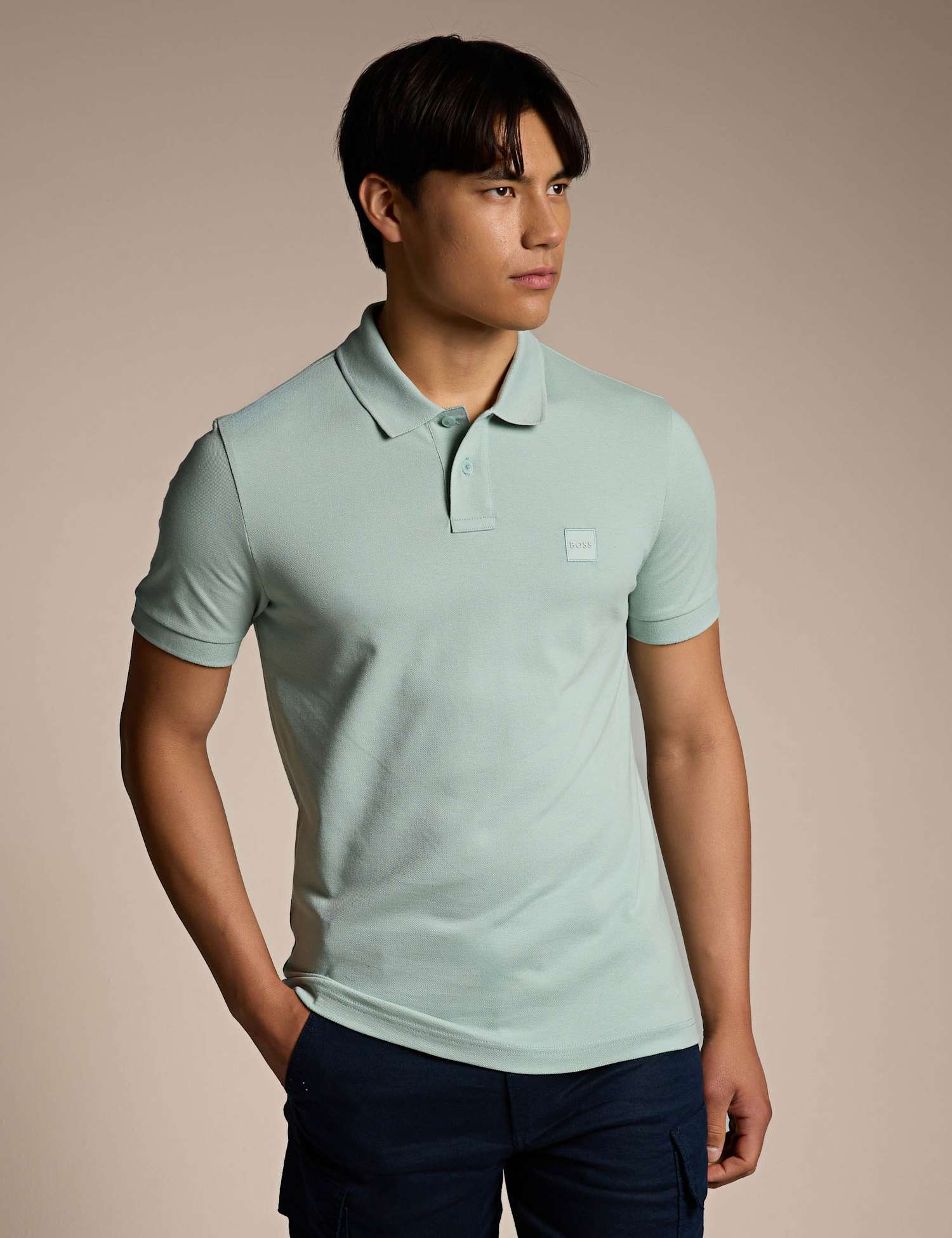 Boss Passenger Logo Label Slim Fit Polo Shirt Blue