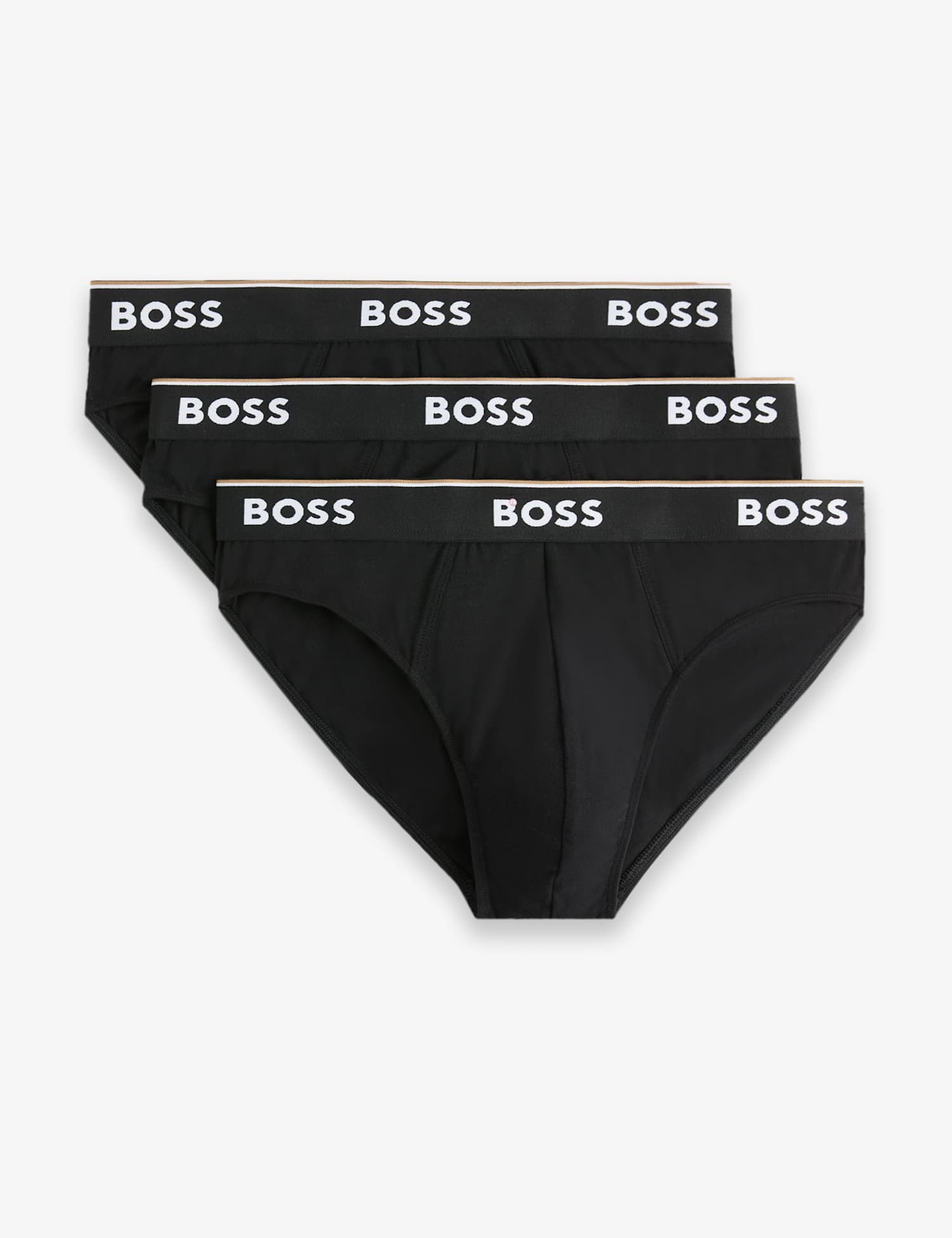 Boss 3 Pack Power Cotton Rich Logo Waistband Briefs Black
