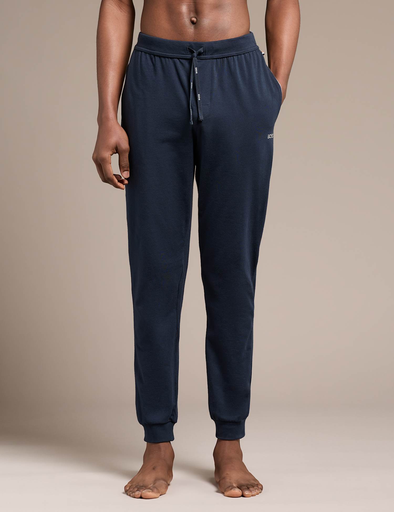 Boss Cotton Rich Cuffed Joggers Navy