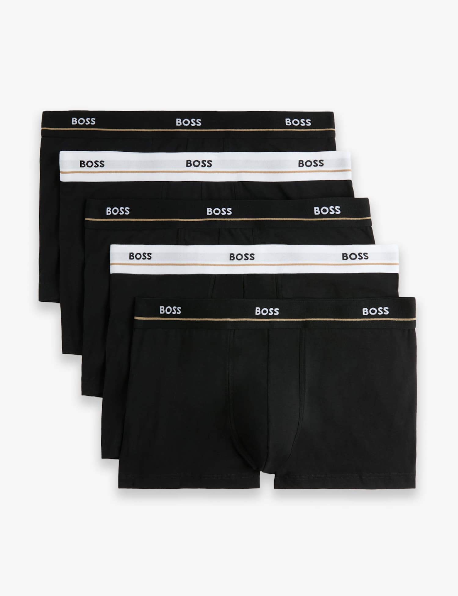 Boss 5 Pack Cotton Rich Trunks Black