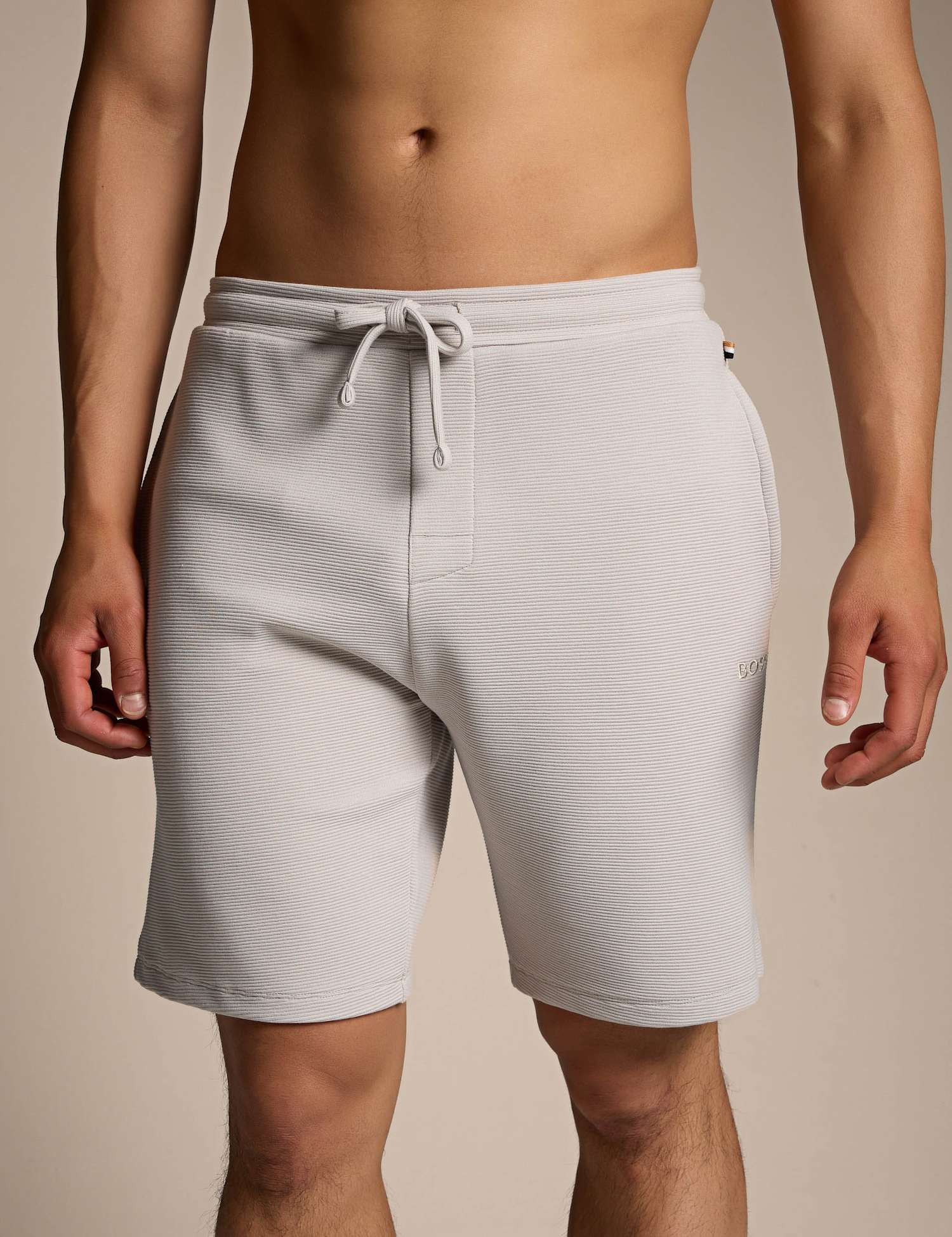 Boss Textured Jersey Shorts Beige