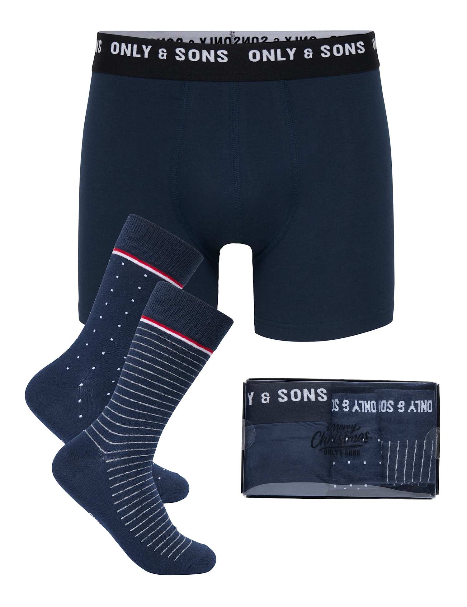 ONLY & SONS Cotton Rich Boxers and Socks Gift Set Navy