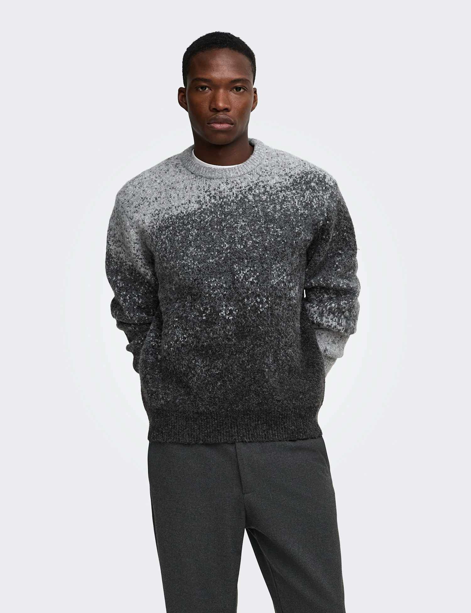 ONLY & SONS Textured Crew Neck Jumper Grey Mix