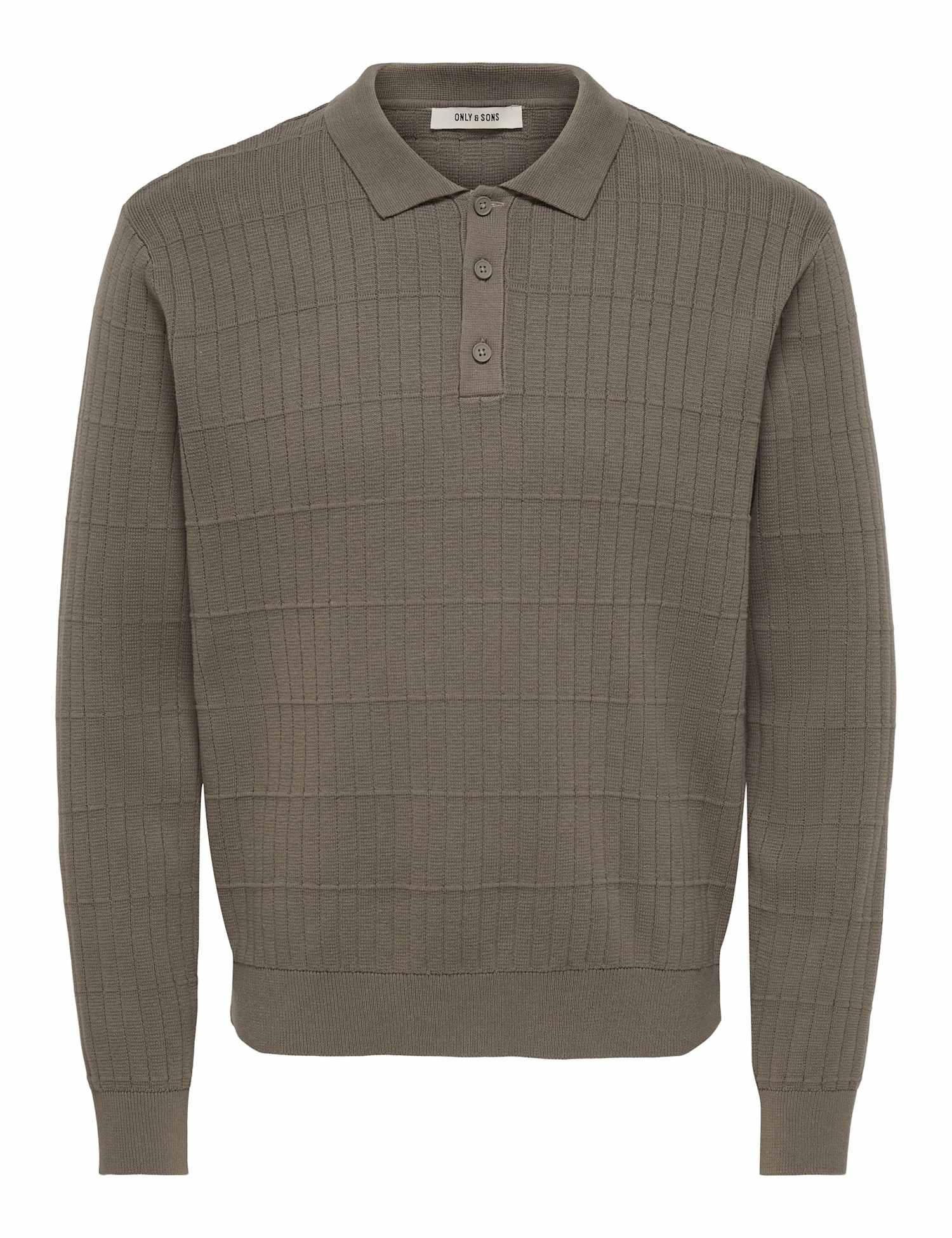 ONLY & SONS Pure Cotton Textured Polo Shirt Light Brown