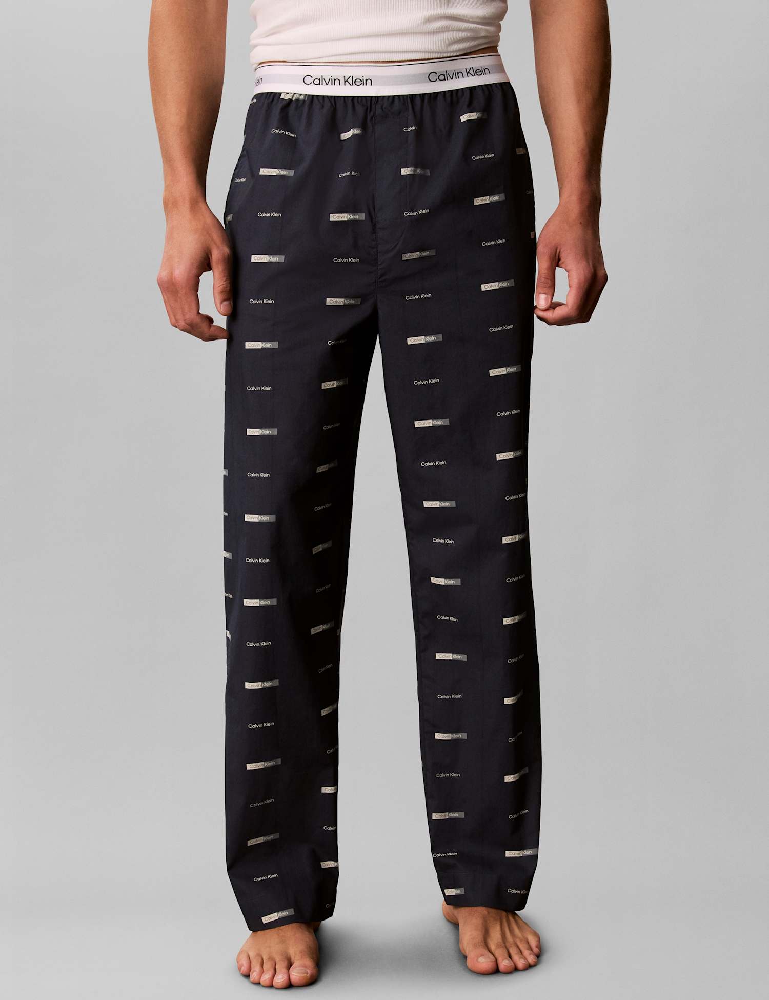 Calvin Klein Pure Cotton Patterned Pyjama Bottoms Navy