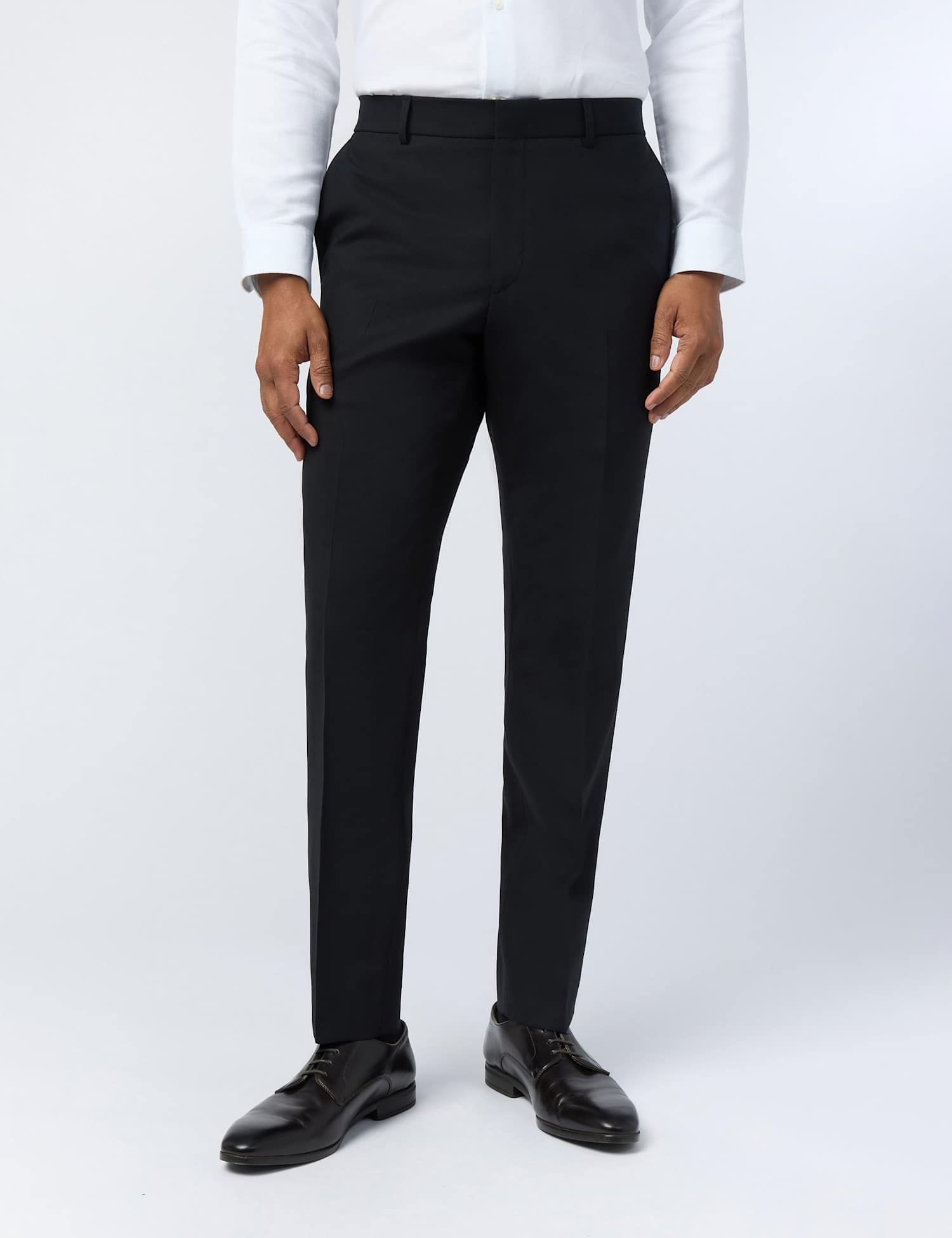 Ted Baker Slim Fit Wool Rich Flat Front Performance Trousers Black