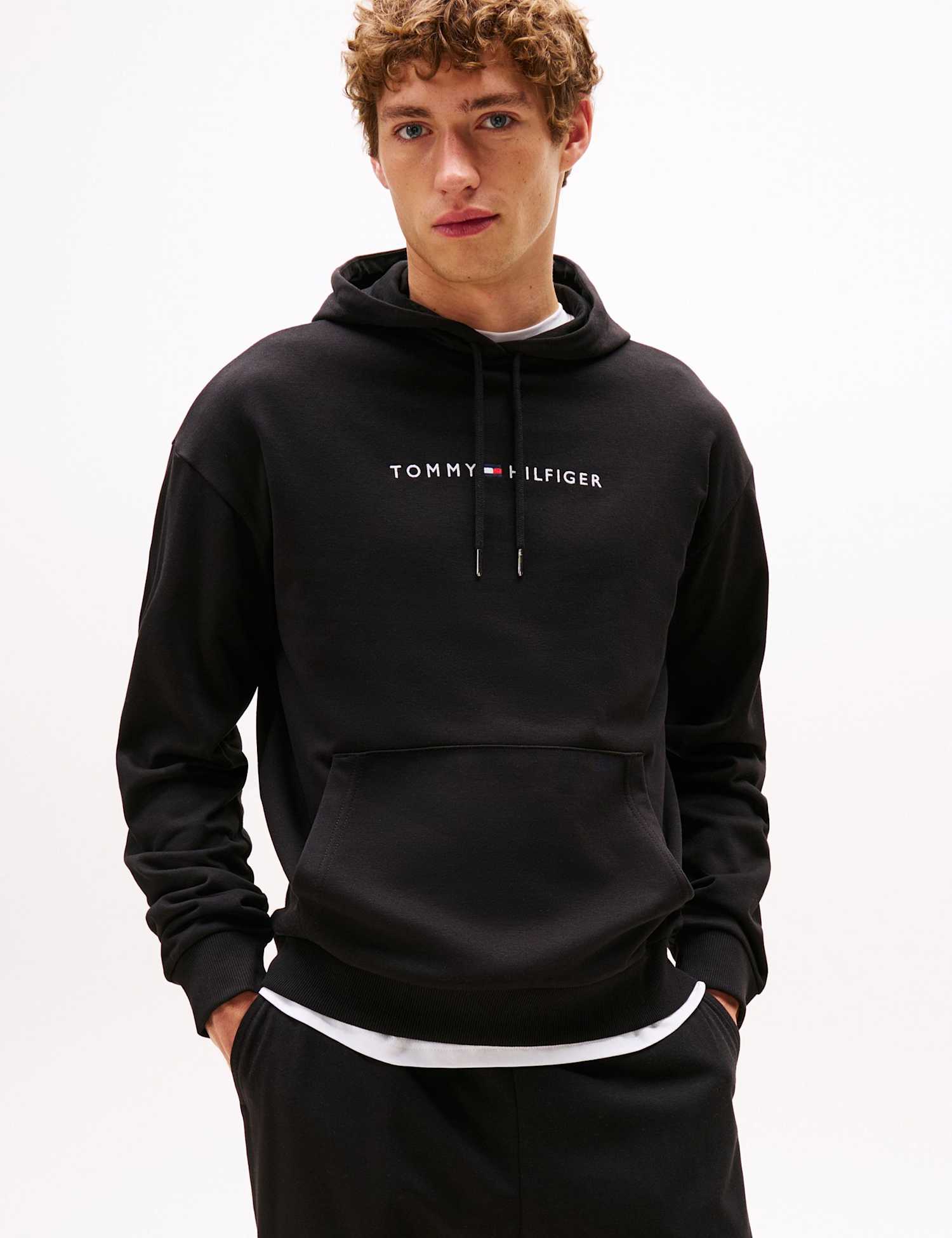 Tommy Hilfiger Cotton Blend Drawstring Loungewear Hoodie Black
