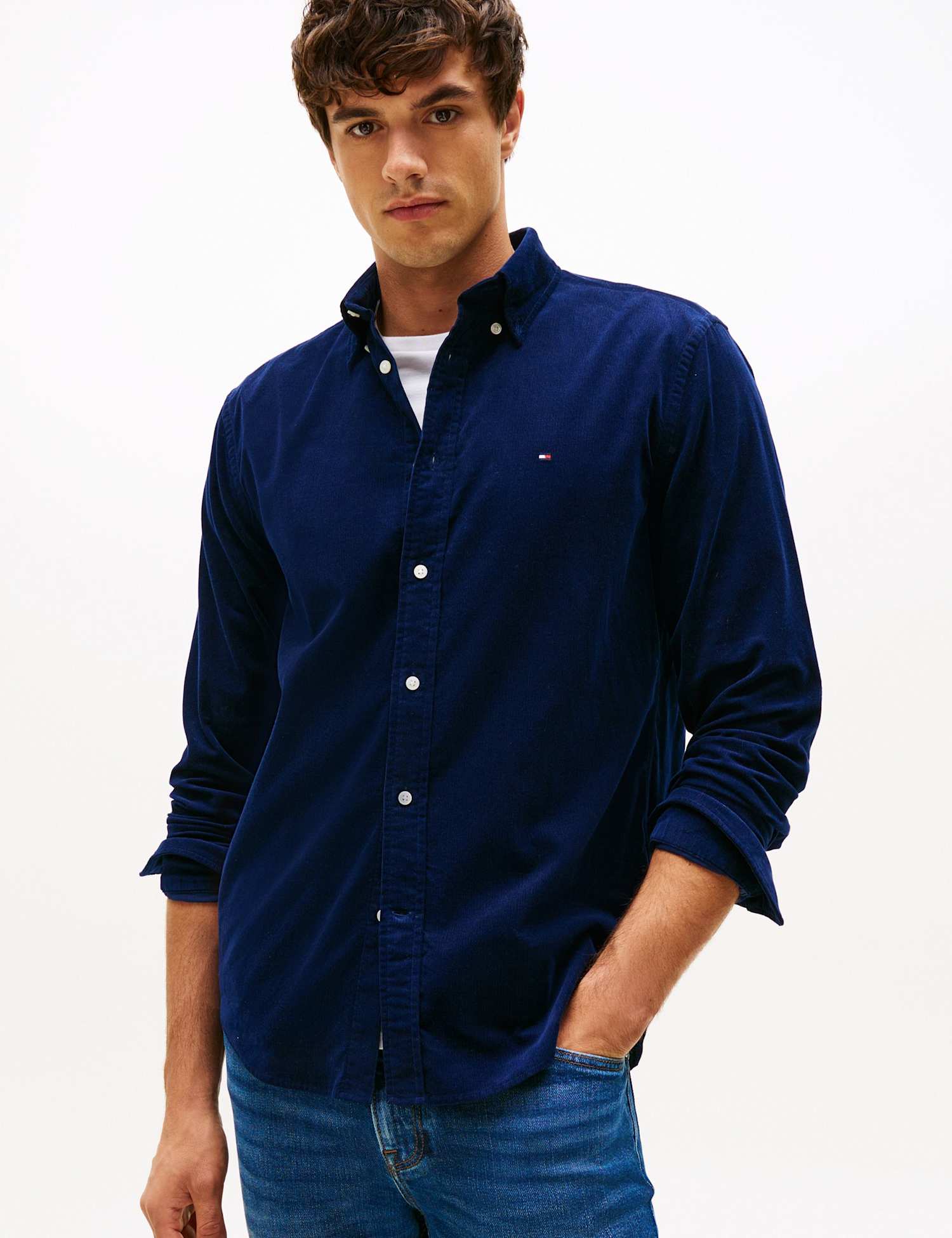 Tommy Hilfiger Regular Fit Corduroy Shirt Navy