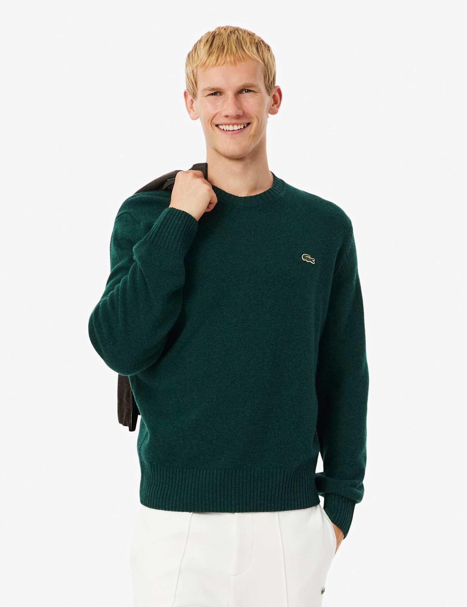 Lacoste Pure Wool Crew Neck Jumper Dark Green