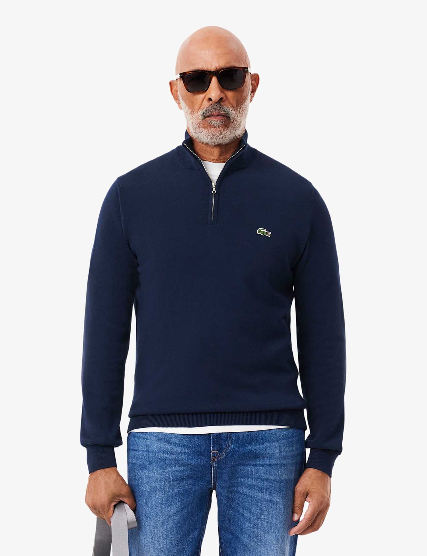 Lacoste Pure Cotton Half Zip Jumper Navy