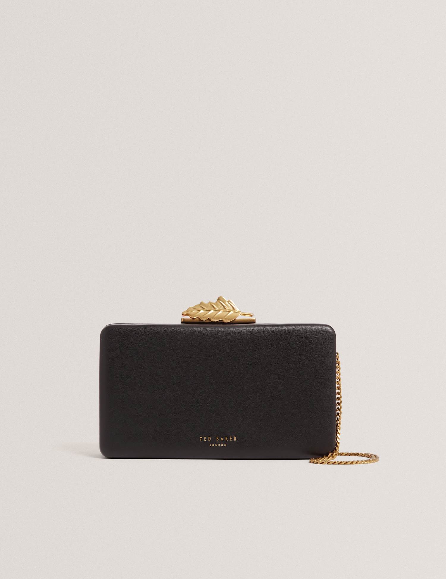 Ted Baker Leaf Detail Chain Strap Clutch Bag Black