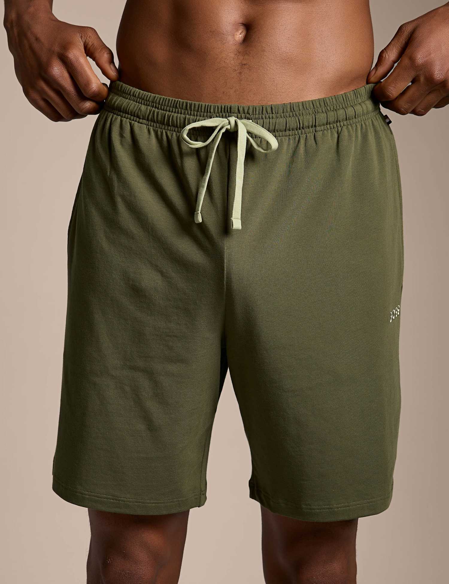Boss Elasticated Waist Jersey Shorts Khaki