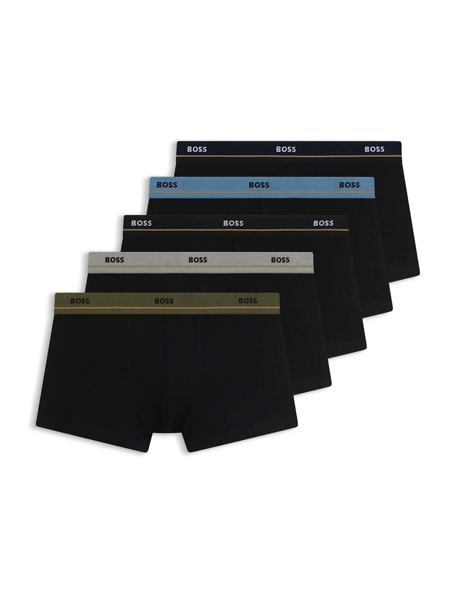 Boss 5 Pack Cotton Rich Trunks Black