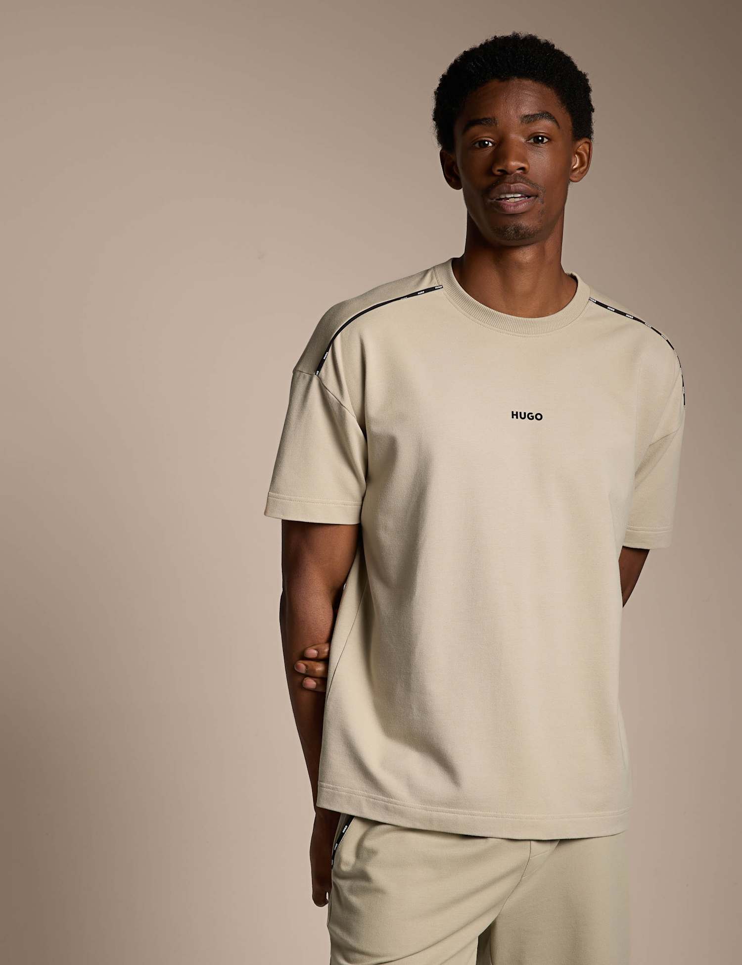 Hugo Cotton Rich Crew Neck T-Shirt Beige