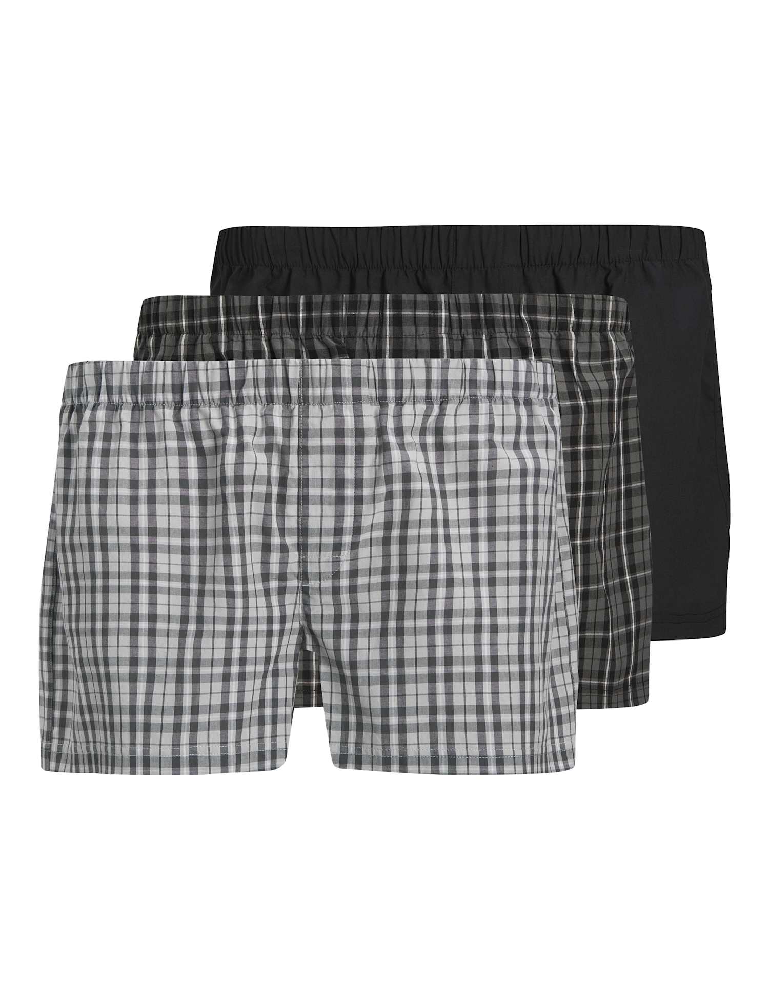 JACK & JONES 3 Pack Pure Cotton Woven Boxers Grey Mix