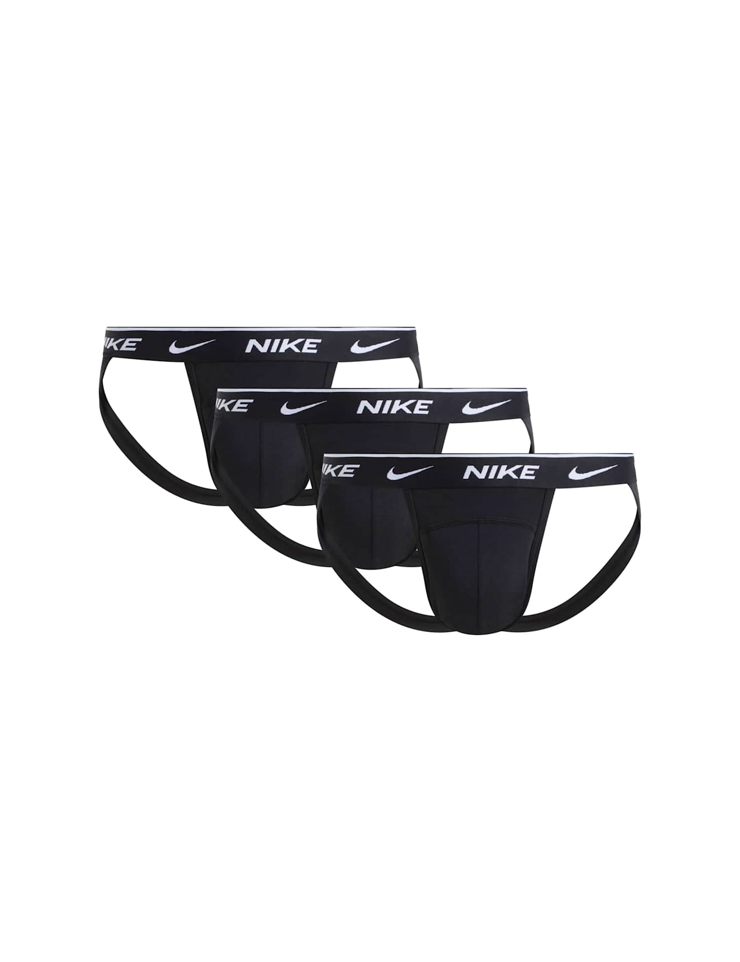 Nike 3 Pack Cotton Rich Stretch Jockstraps Black