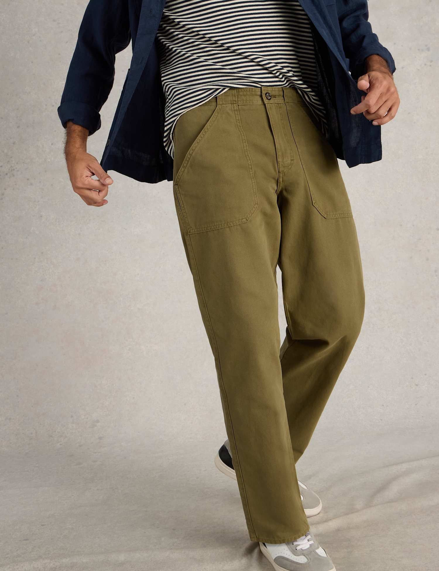 White Stuff Regular Fit Pure Cotton Utility Trousers Green