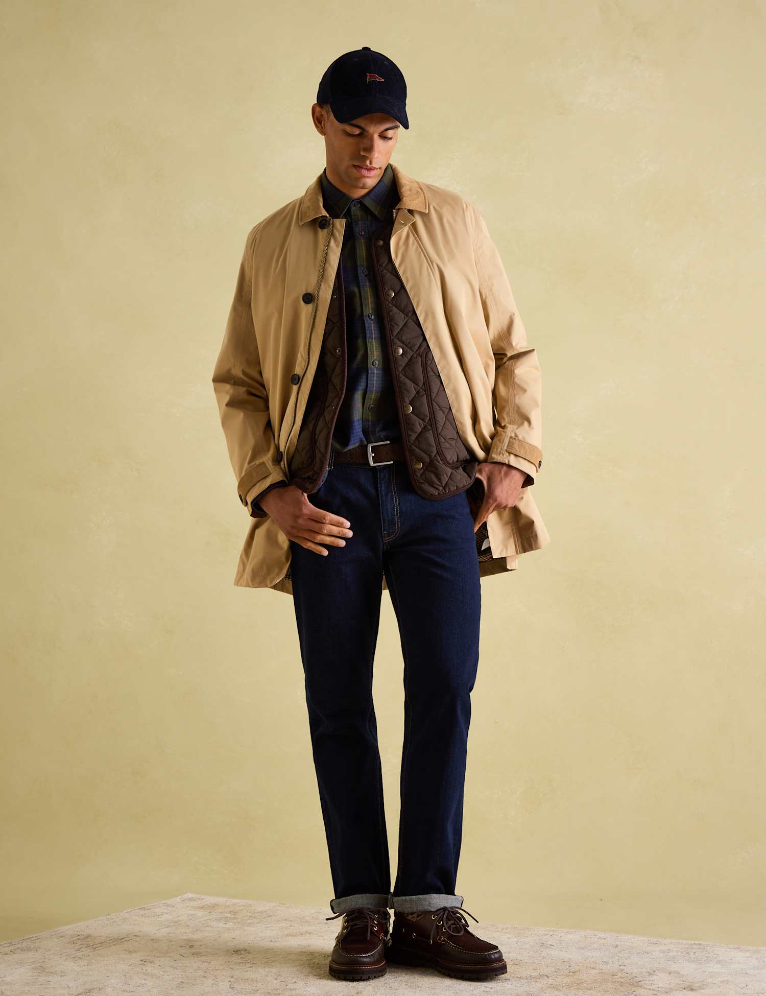 Joules Cotton Blend Waterproof Overcoat Stone