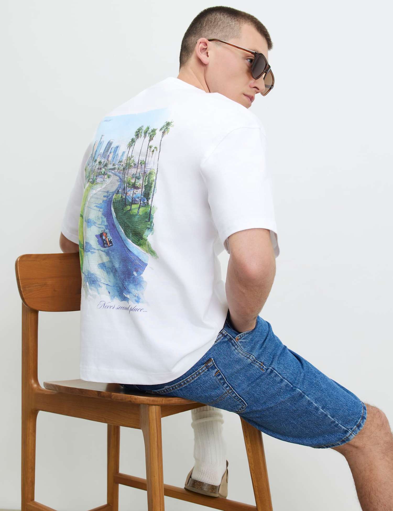 River Island Oversized Pure Cotton F1 Racecar T-Shirt White Mix