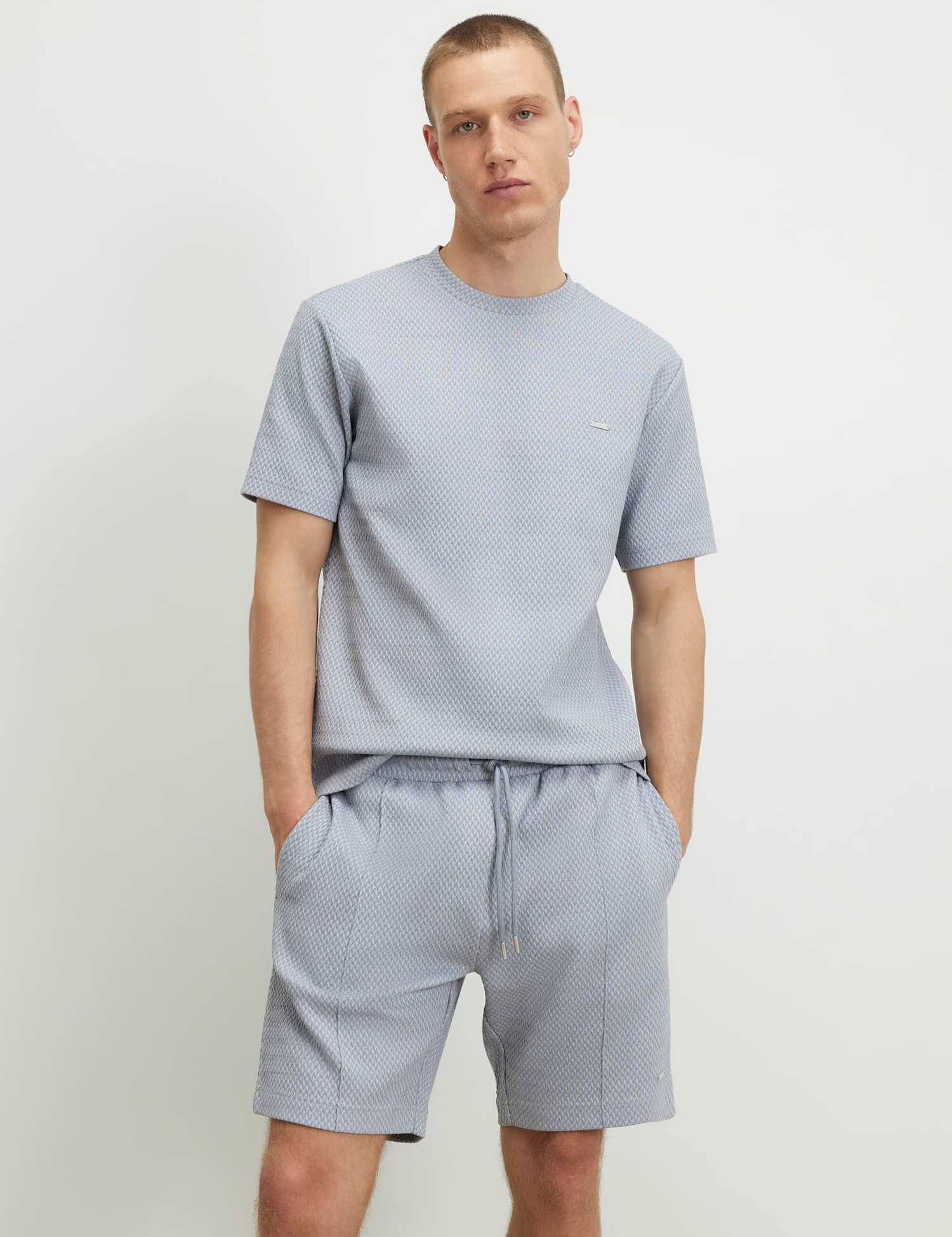 River Island Muscle Fit Cotton Rich Textured T-Shirt Blue
