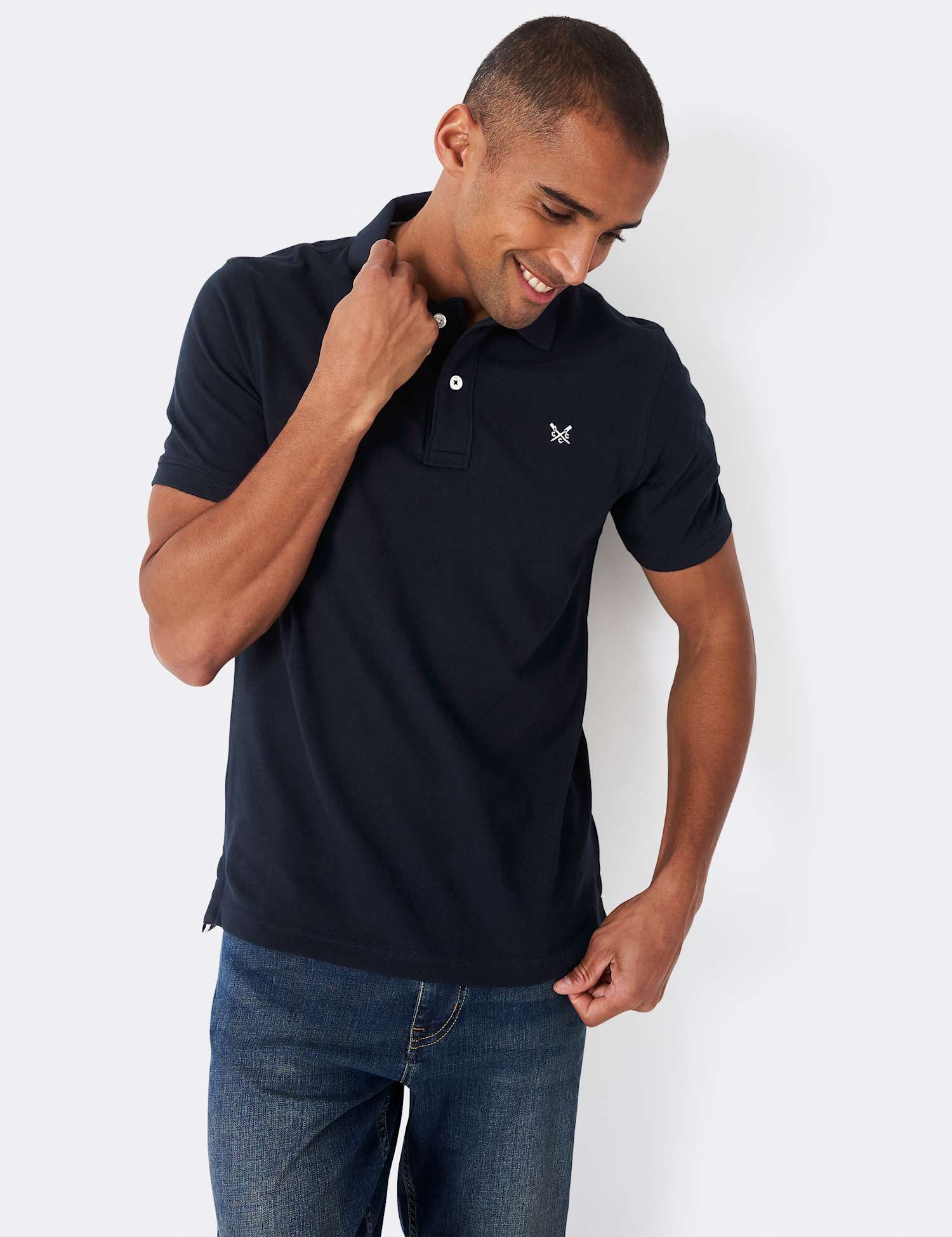 Crew Clothing Pure Cotton Piqu� Polo Shirt Dark Navy