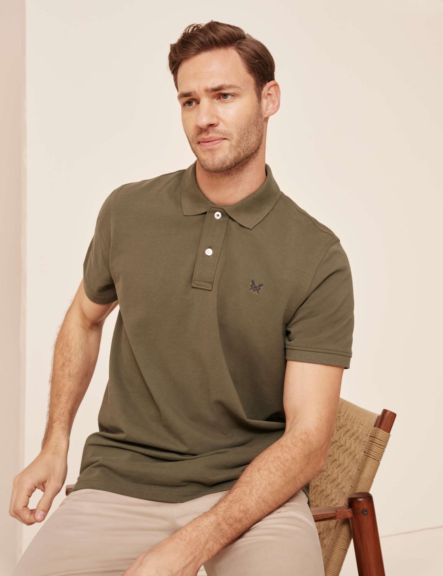 Crew Clothing Pure Cotton Piqu� Polo Shirt Olive