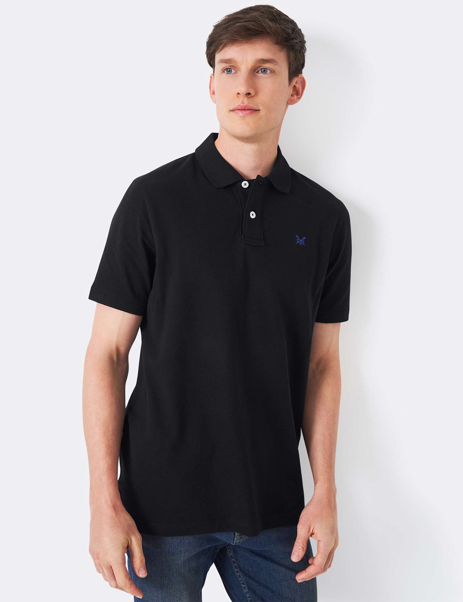 Crew Clothing Pure Cotton Pique Polo Shirt Black