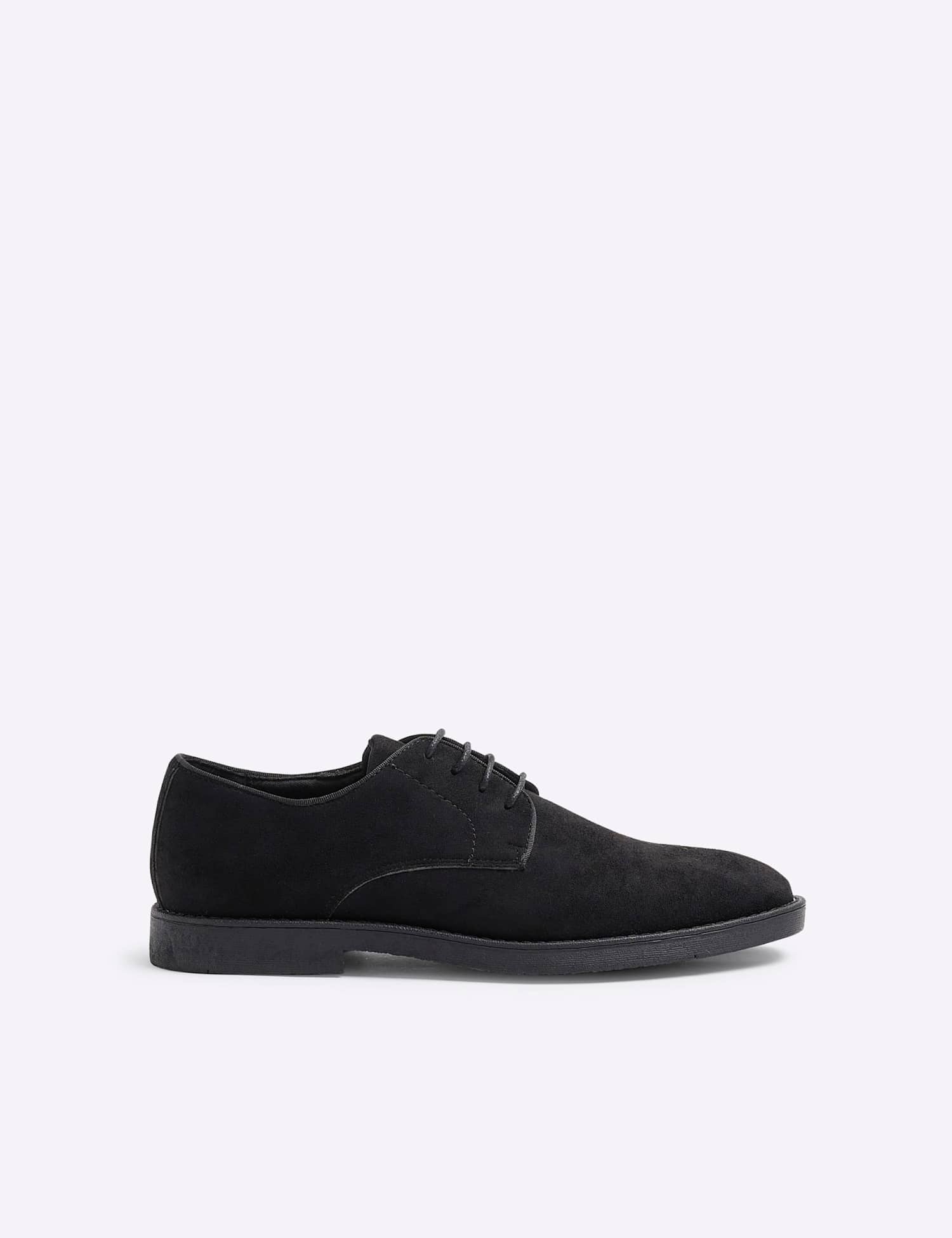 River Island Faux Suede Derby Shoes Black
