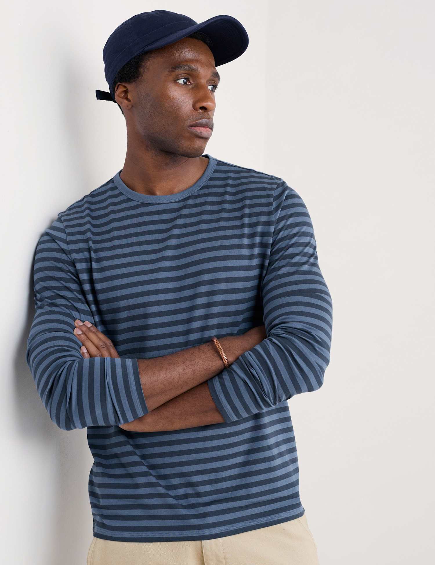 Seasalt Cornwall Pure Cotton Striped Crew Neck Top Blue Mix