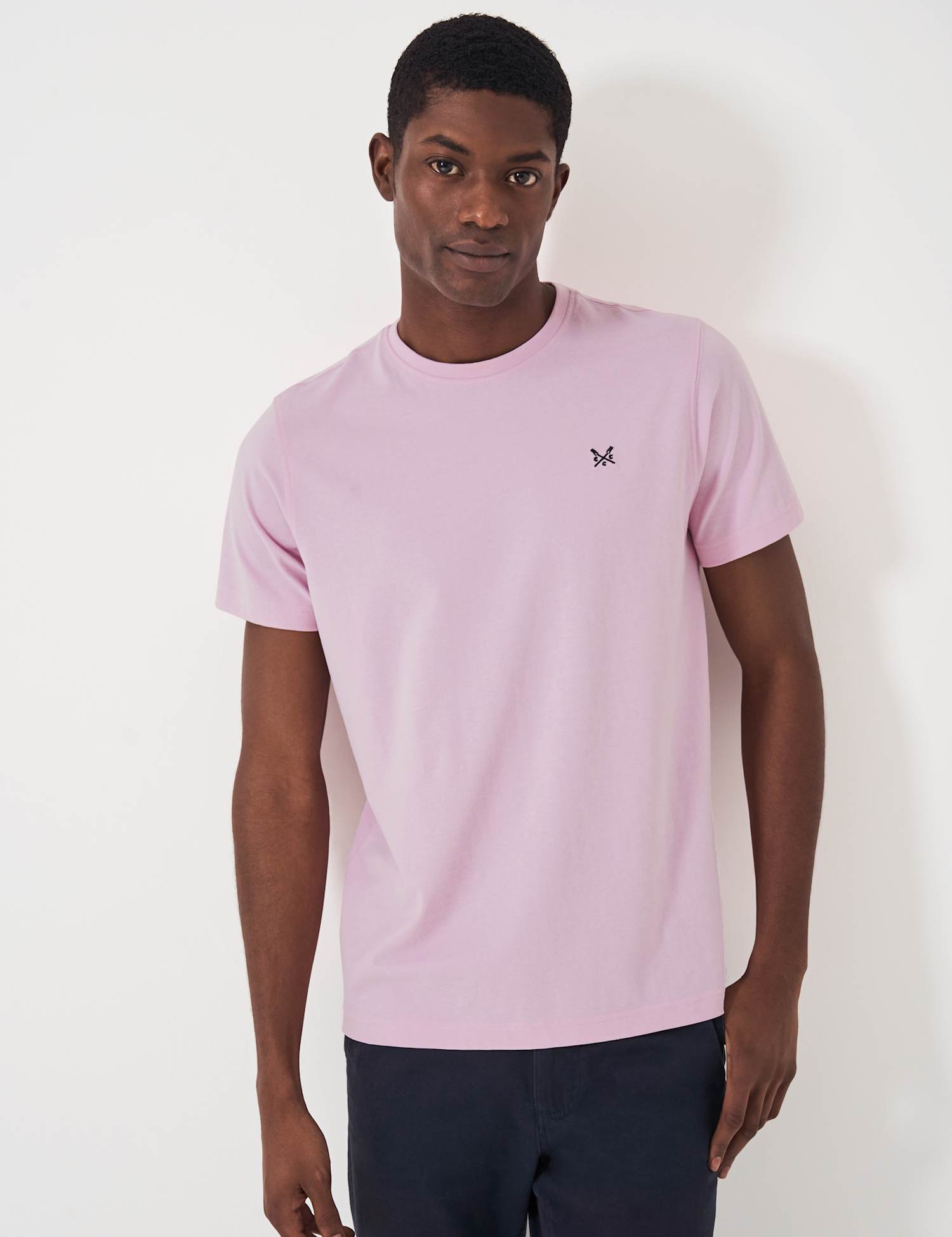 Crew Clothing Pure Cotton Crew Neck T-Shirt Light Pink