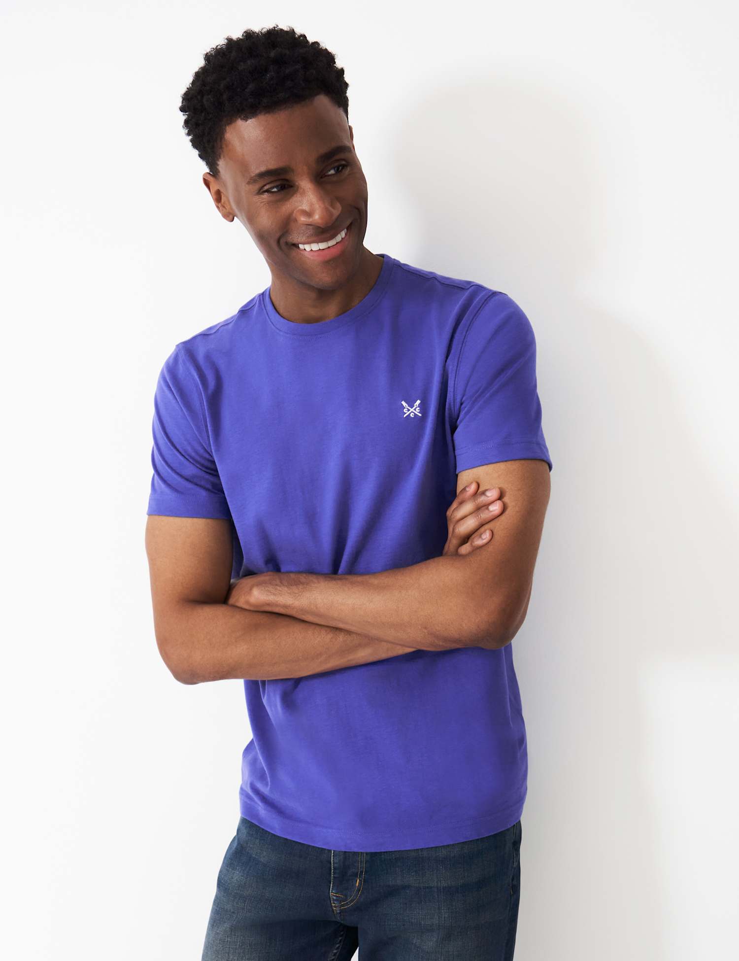 Crew Clothing Pure Cotton Crew Neck T-Shirt Medium Blue