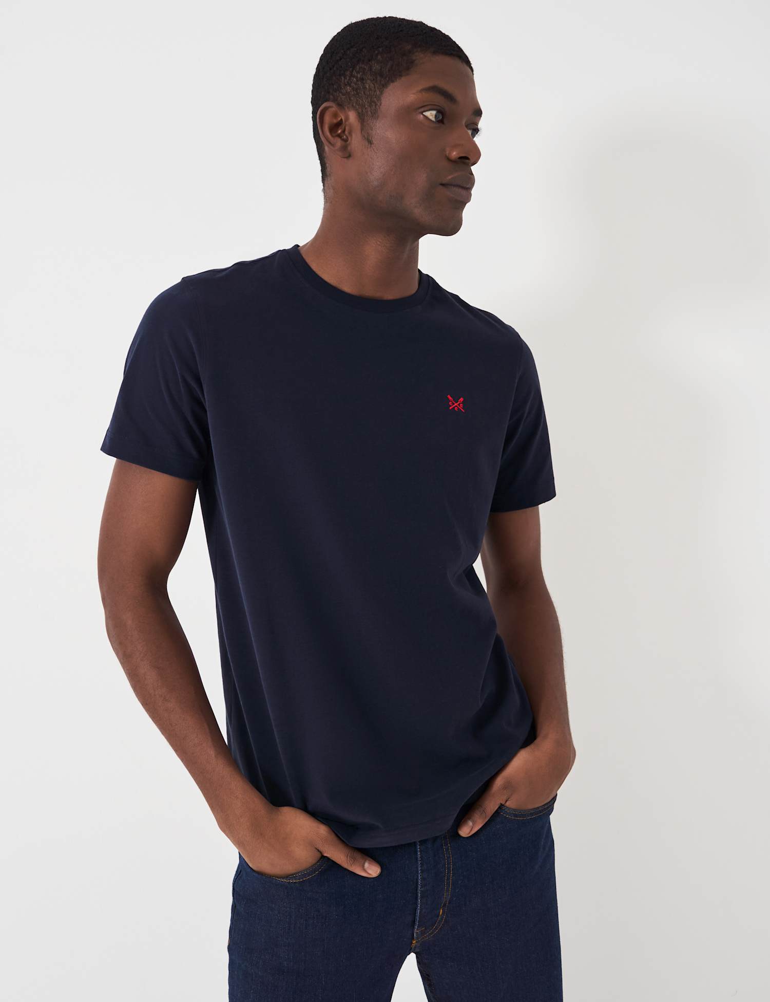 Crew Clothing Pure Cotton Crew Neck T-Shirt Dark Navy