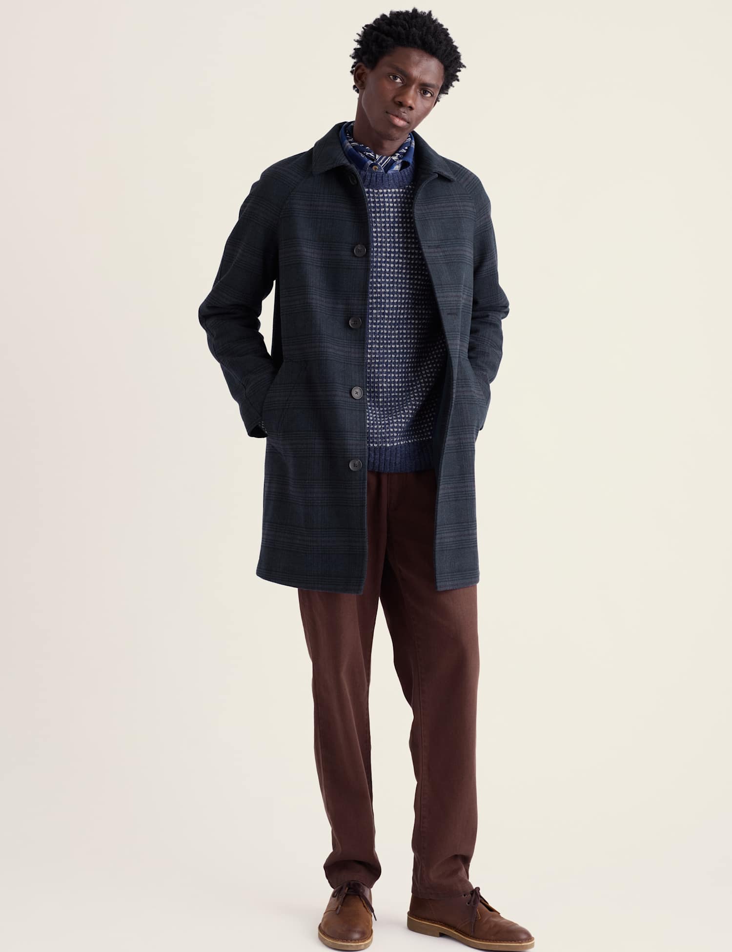 Seasalt Cornwall Men's Wool Blend Roskorwell Coat Navy Mix